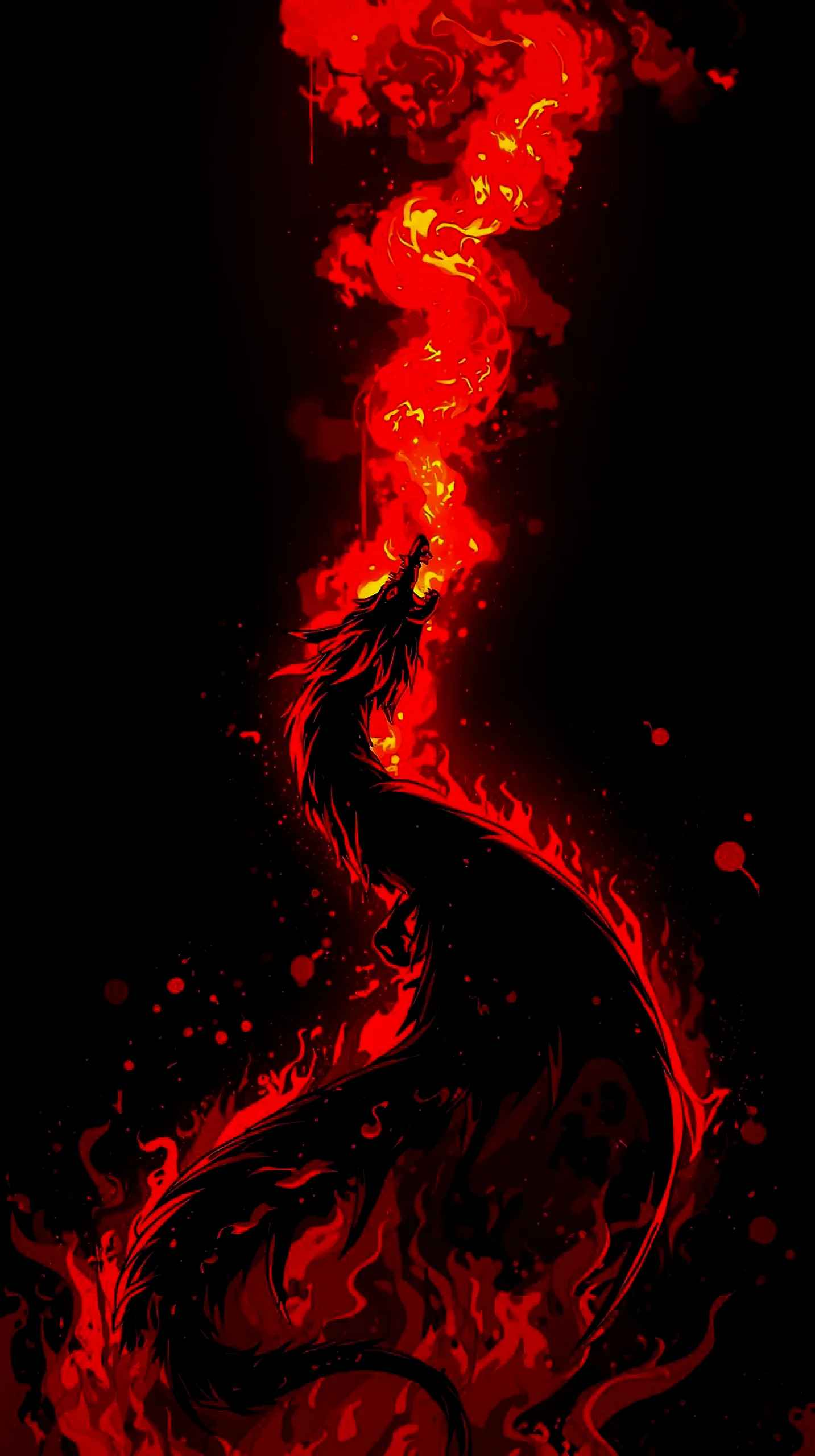 Fiery wolf AMOLED wallpaper 4K for mobile, iPhone wallpaper 4K, 4K wallpaper for mobile, wallpaper for phone, cute 4K