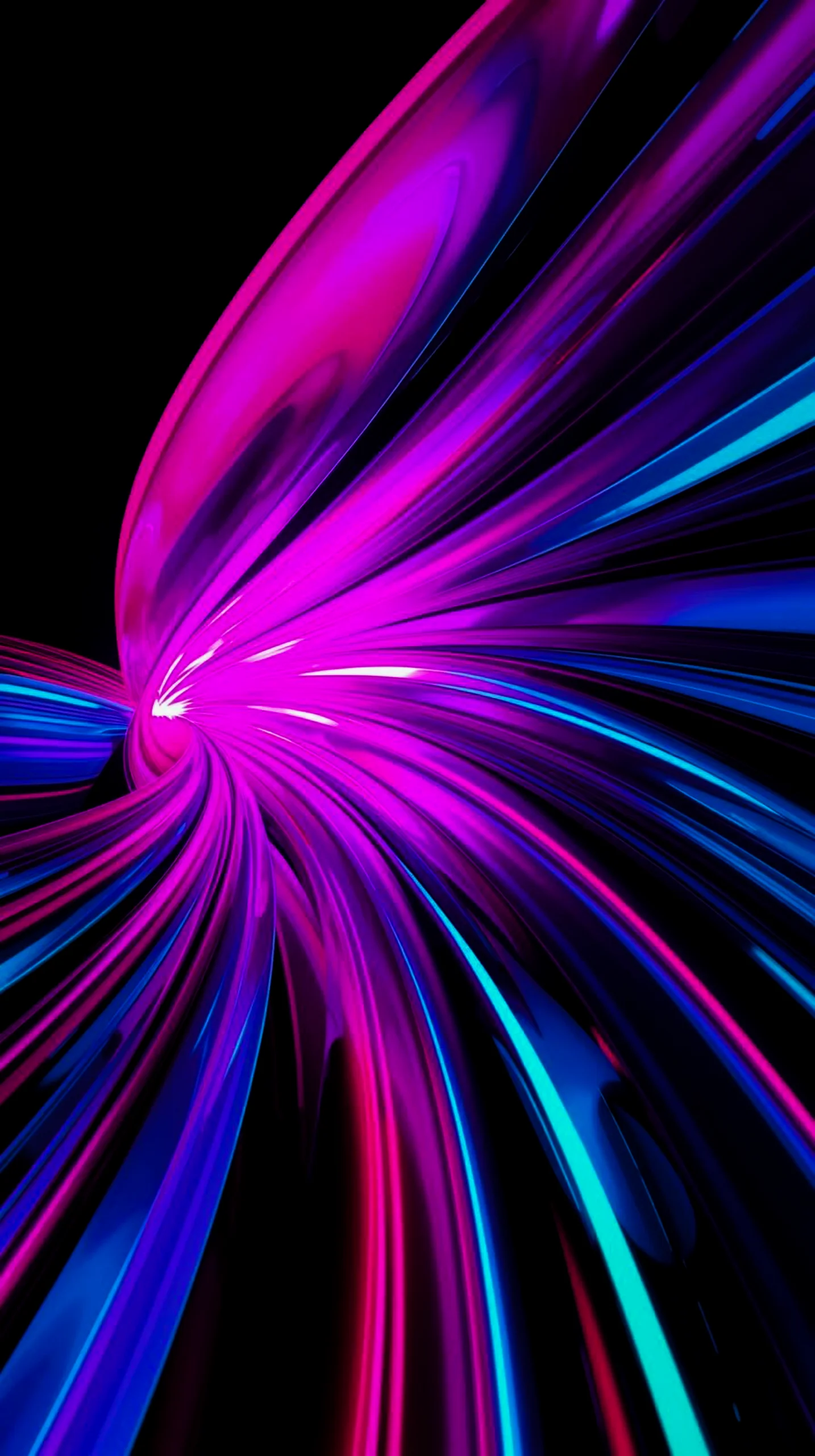 Dark AMOLED 4K Mobile Wallpaper: Vibrant Neon Light Tunnel Thrill