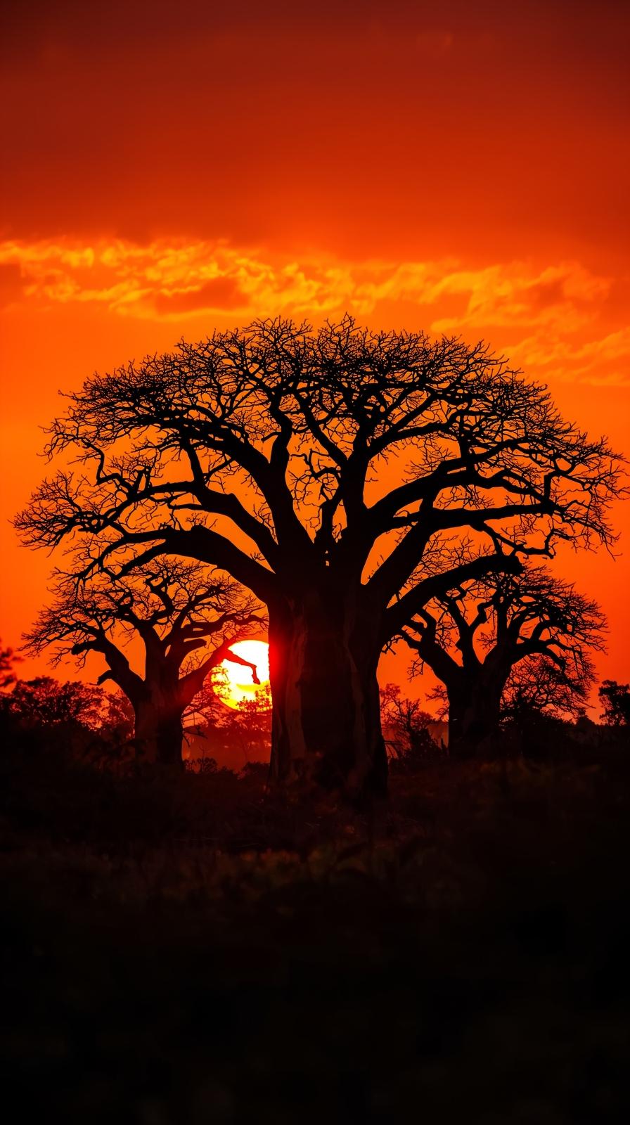 4k mobile wallpaper Dramatic sunset over Namib desert dunes
