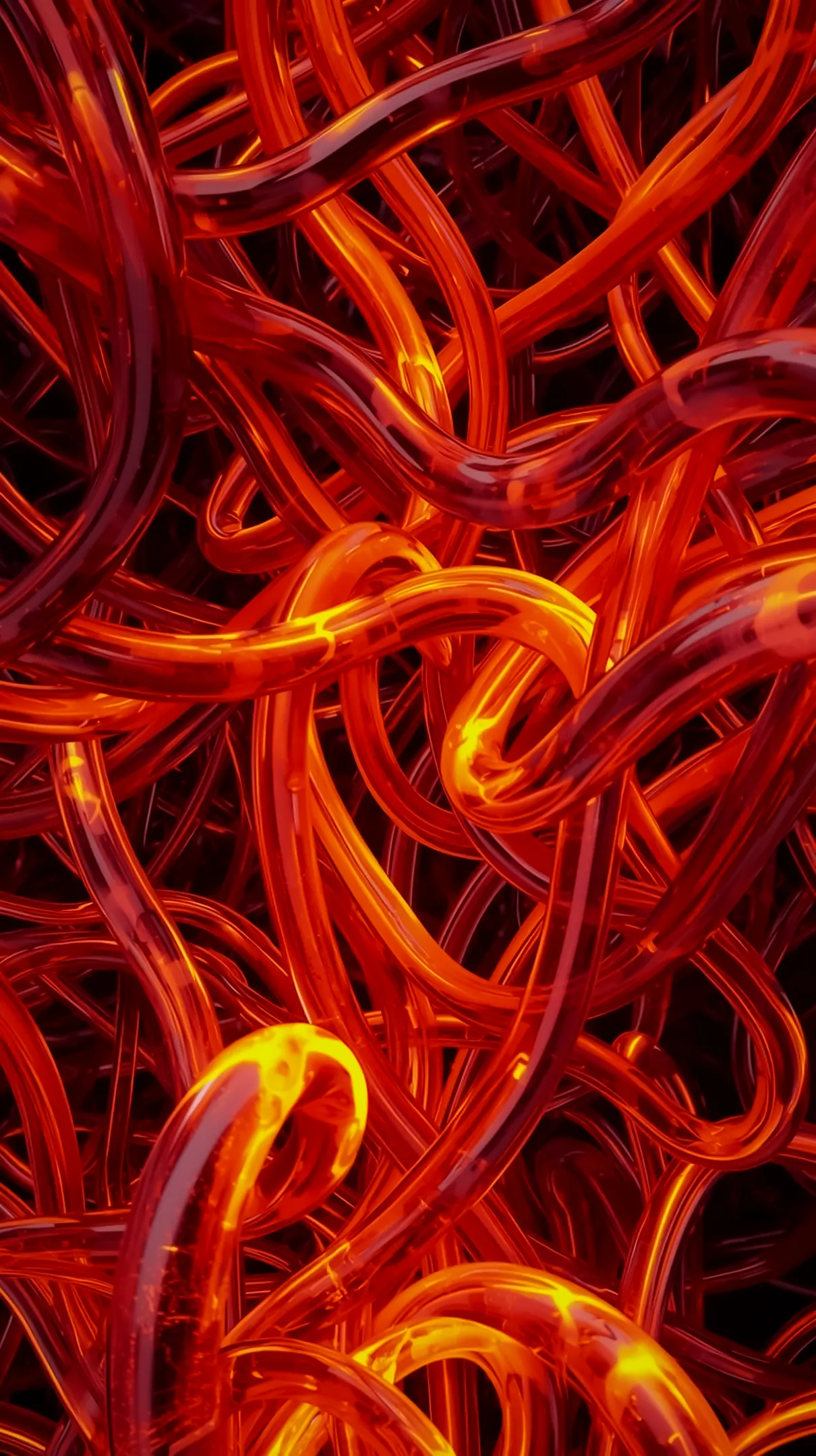 Abstract glowing red and orange tubes, an amoled wallpaper 4k for mobile, iphone wallpaper 4k, 4k wallpaper for mobile,