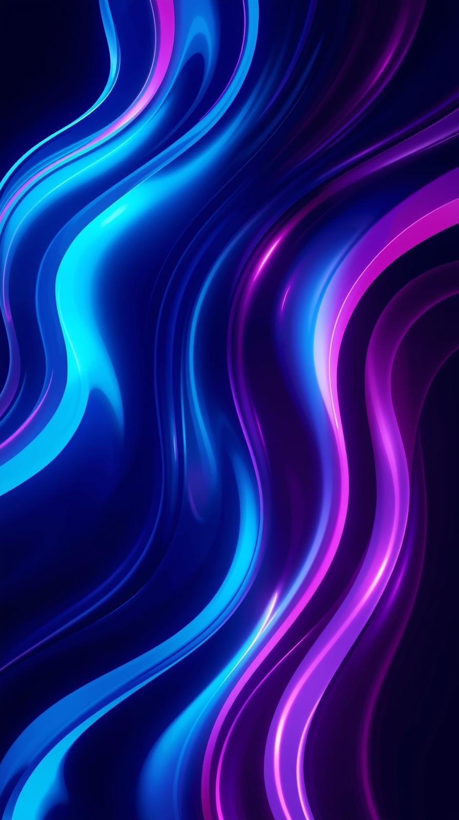 ios phone wallpaper - Futuristic abstract background featuring glowing liquid wavy shapes in vibrant electric blue and n