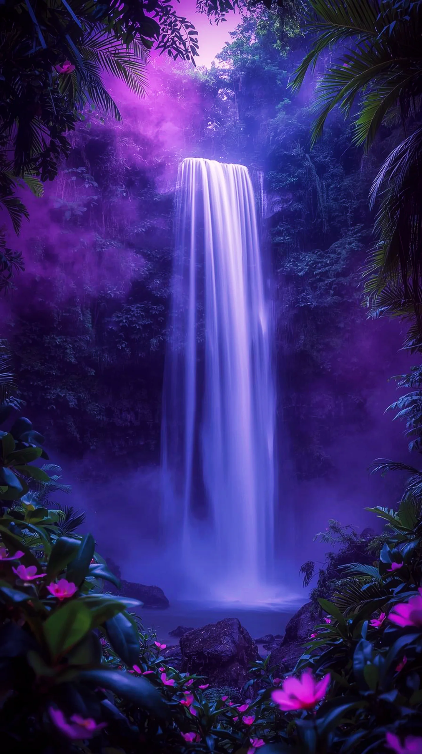 Purple waterfall iphone wallpaper 4k, cute 4k wallpaper for iphone, 4k background for mobile, phone wallpaper aesthetic.
