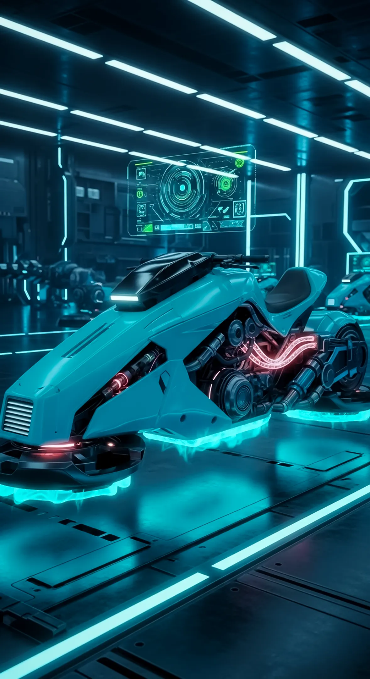 Futuristic cyan hoverbike iphone wallpaper 4k backgrounds iphone and 4k wallpaper for mobile.