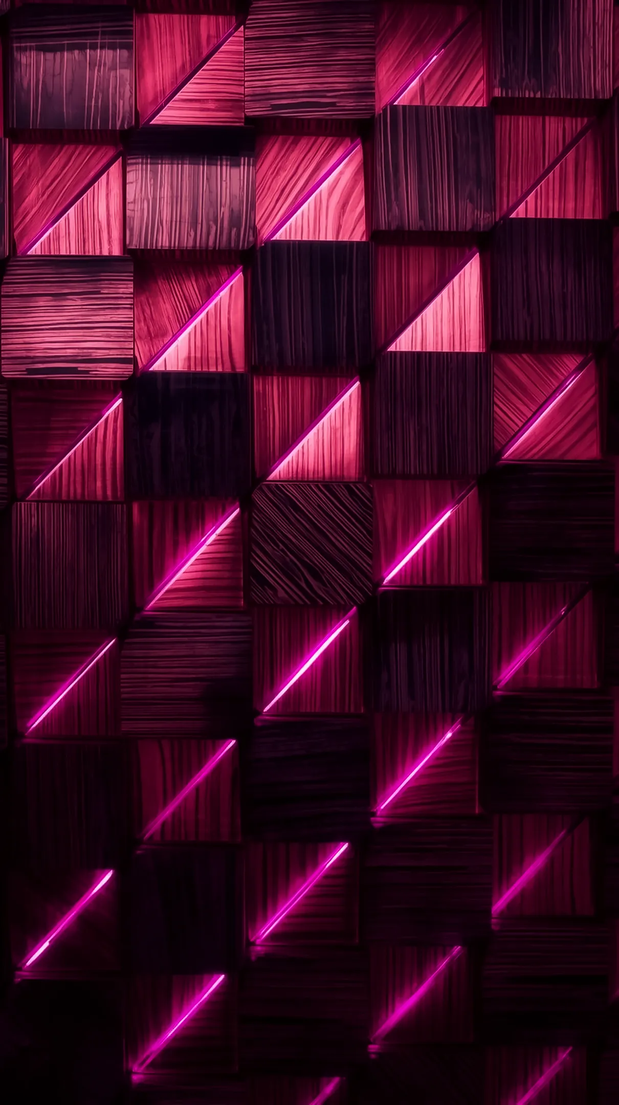Dark Pink Geometric Wood Texture AMOLED Wallpaper 4K for Mobile