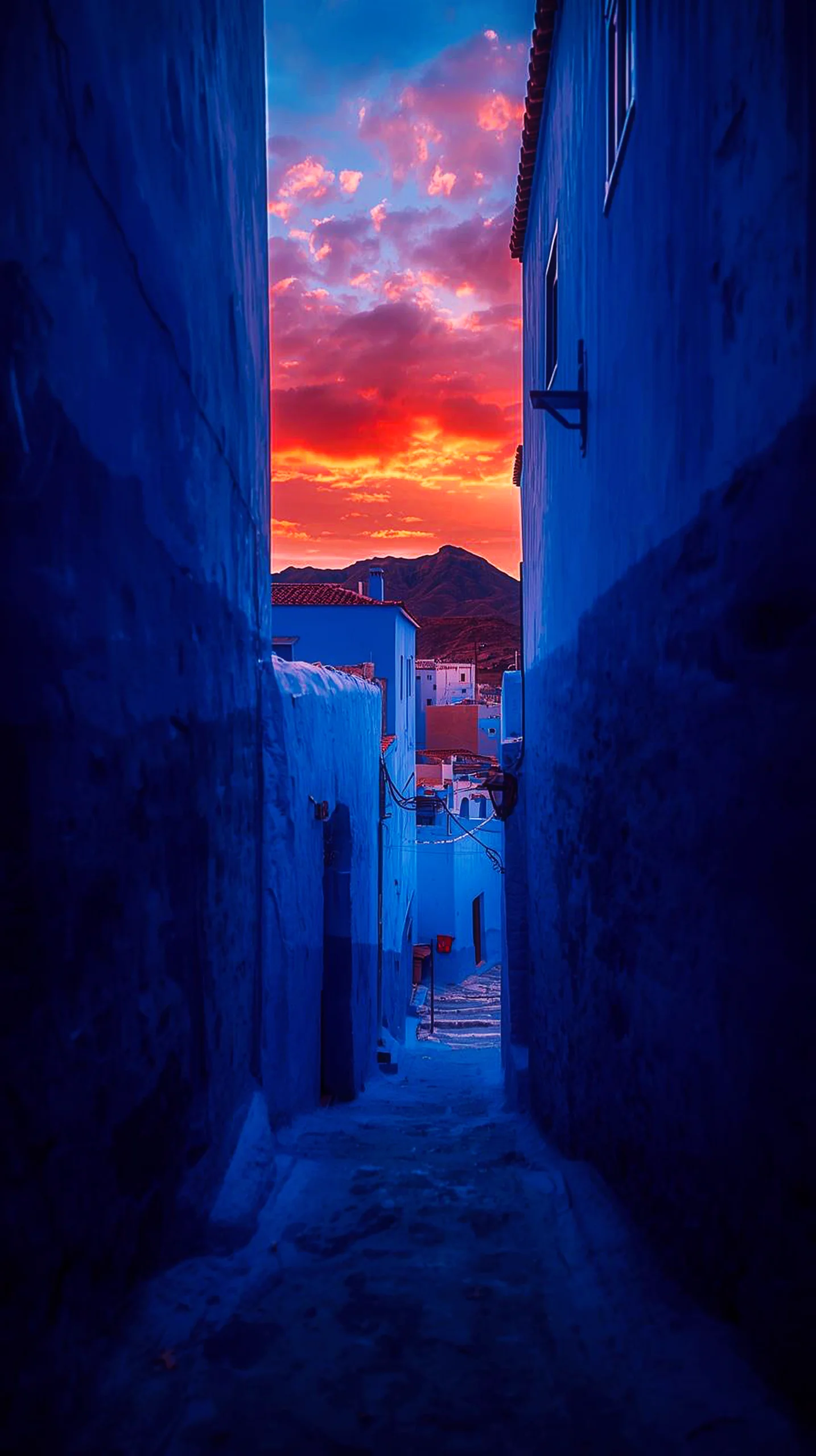 Blue city sunset iphone wallpaper 4k, 4k wallpaper for mobile, wallpaper for phone, cute 4k wallpaper for iphone.