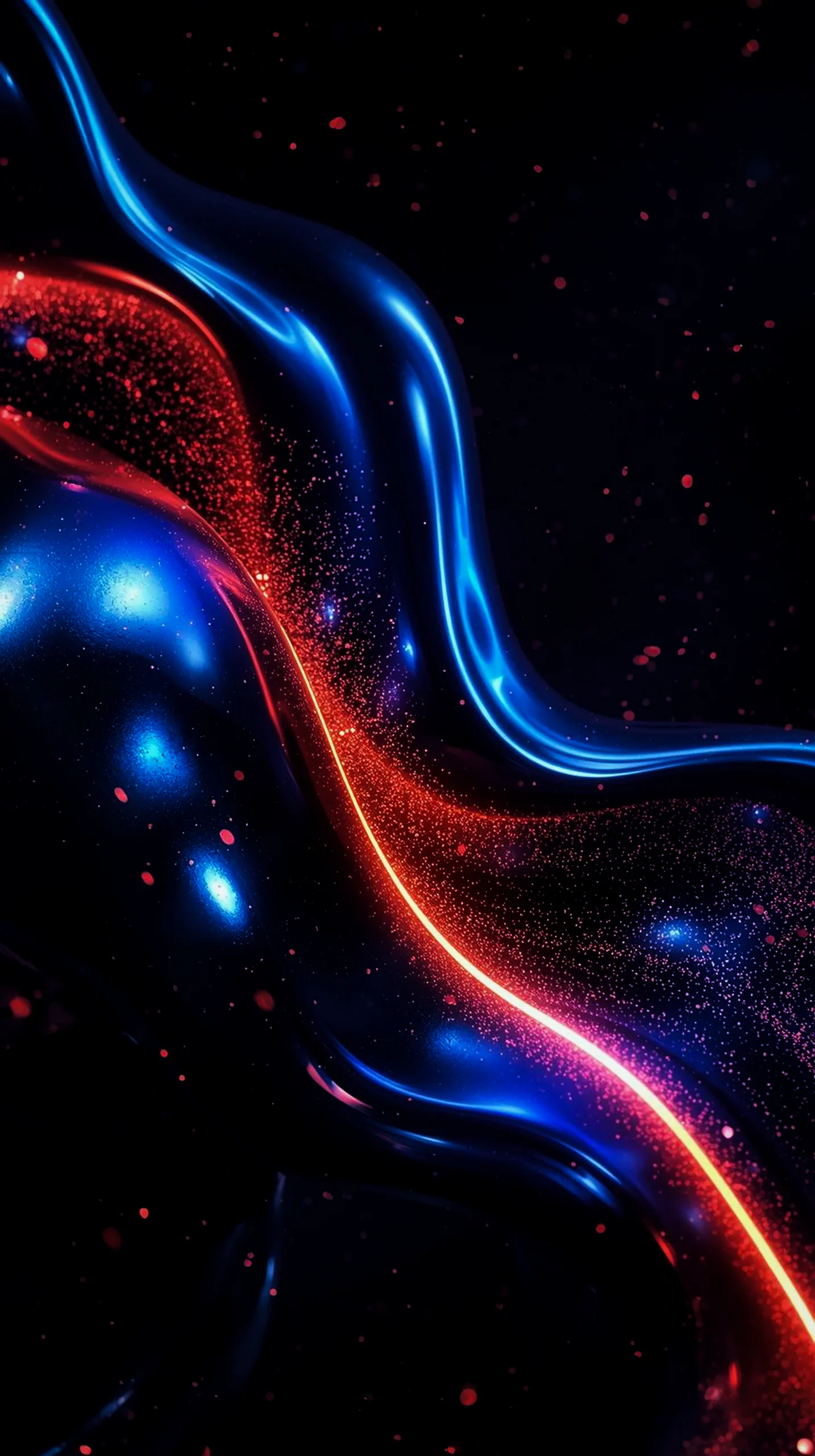Dark AMOLED Mobile Wallpaper 4K: Neon Fluid Abstract Design