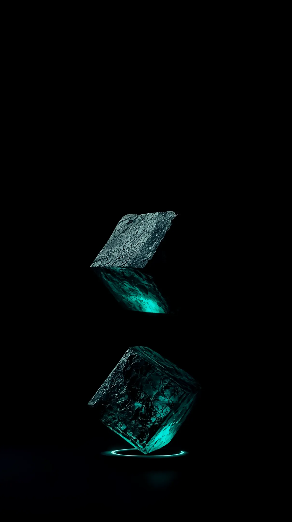 Glowing Cyan Geometric Cubes AMOLED Wallpaper 4K for Mobile
