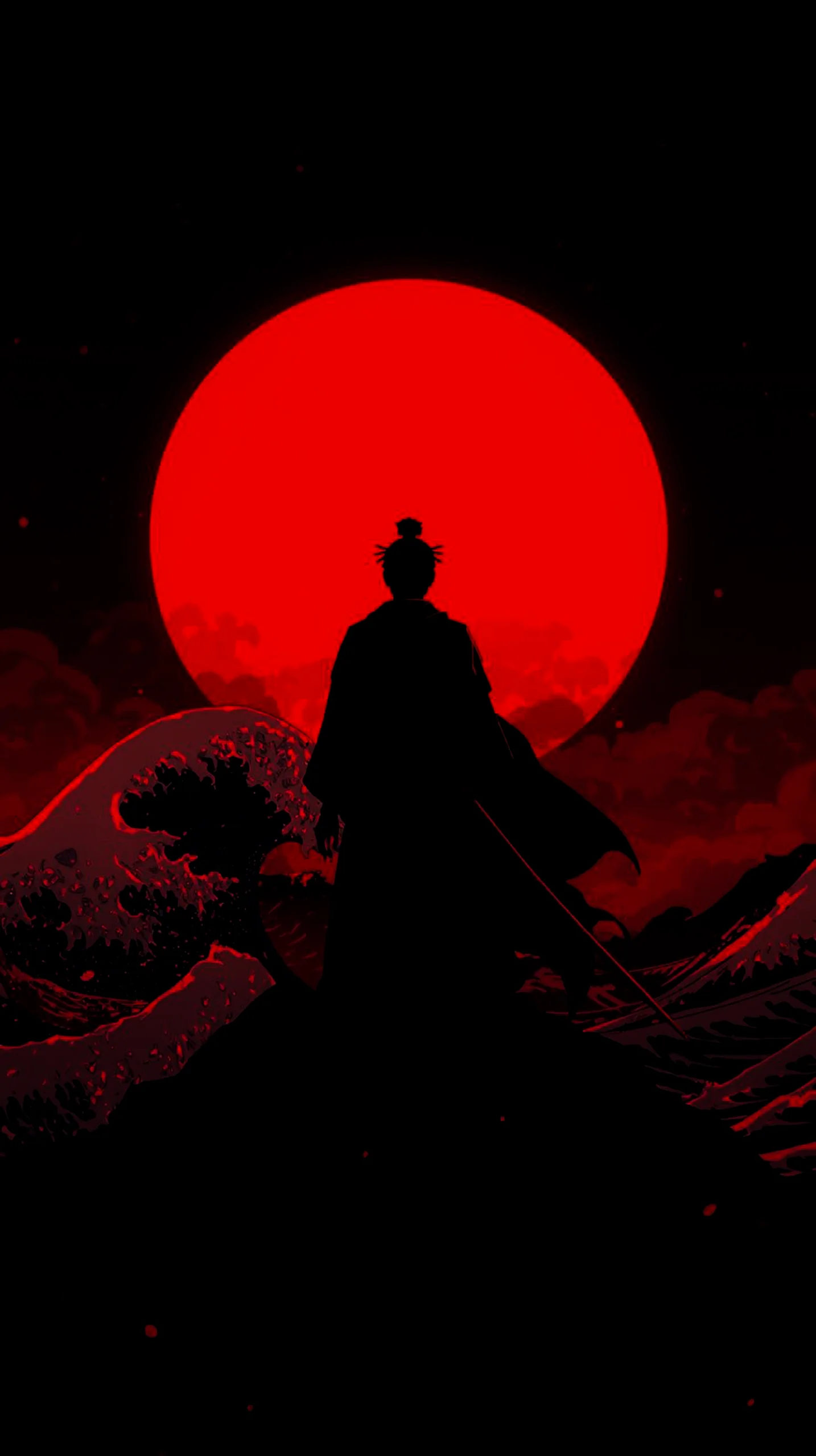 dark minimalist samurai silhouette wallpaper for iPhone 4K resolution