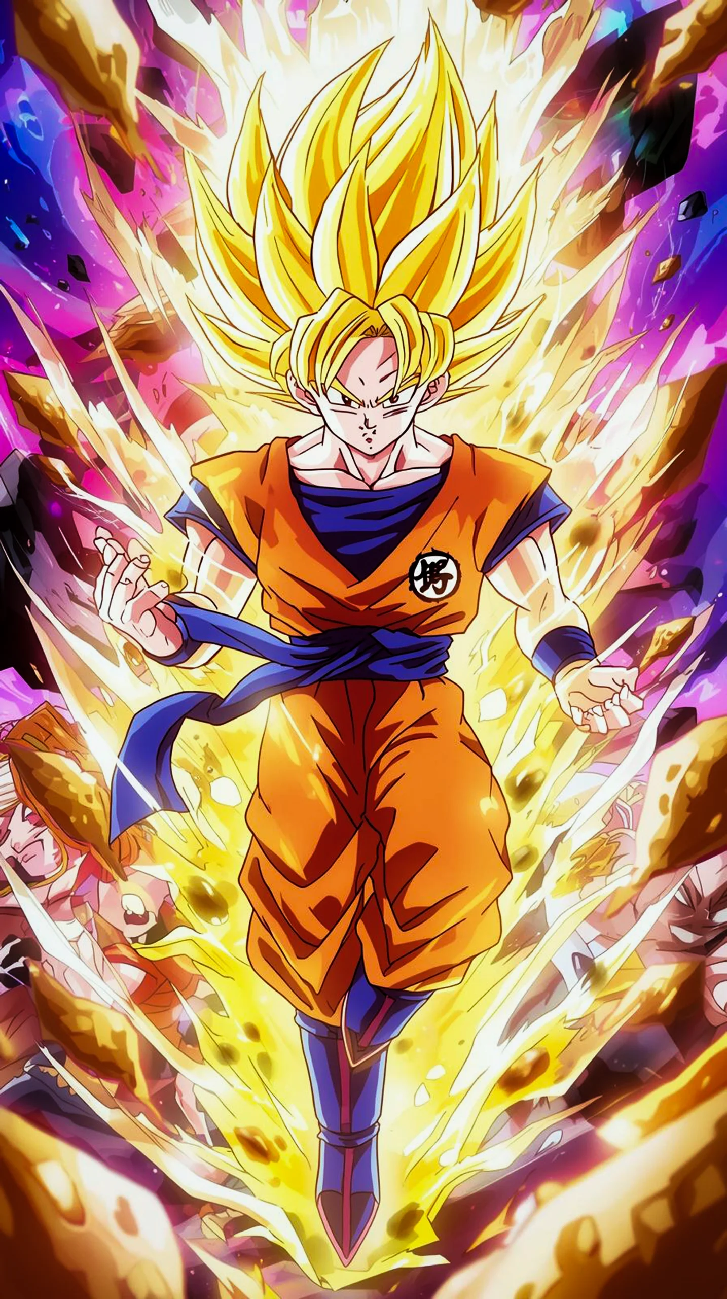 Super Saiyan Goku anime phone wallpaper, 4k anime background for iPhone and Android mobile devices.