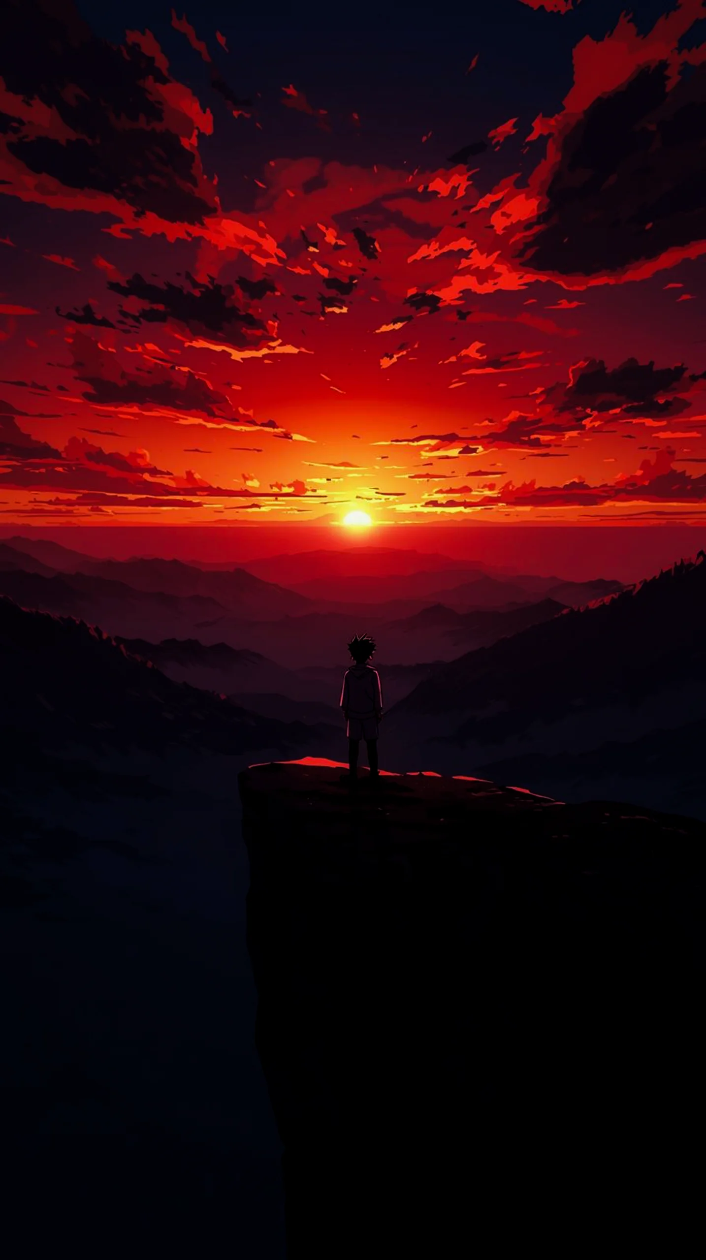 vibrant anime sunset mountain wallpaper for iPhone 4K