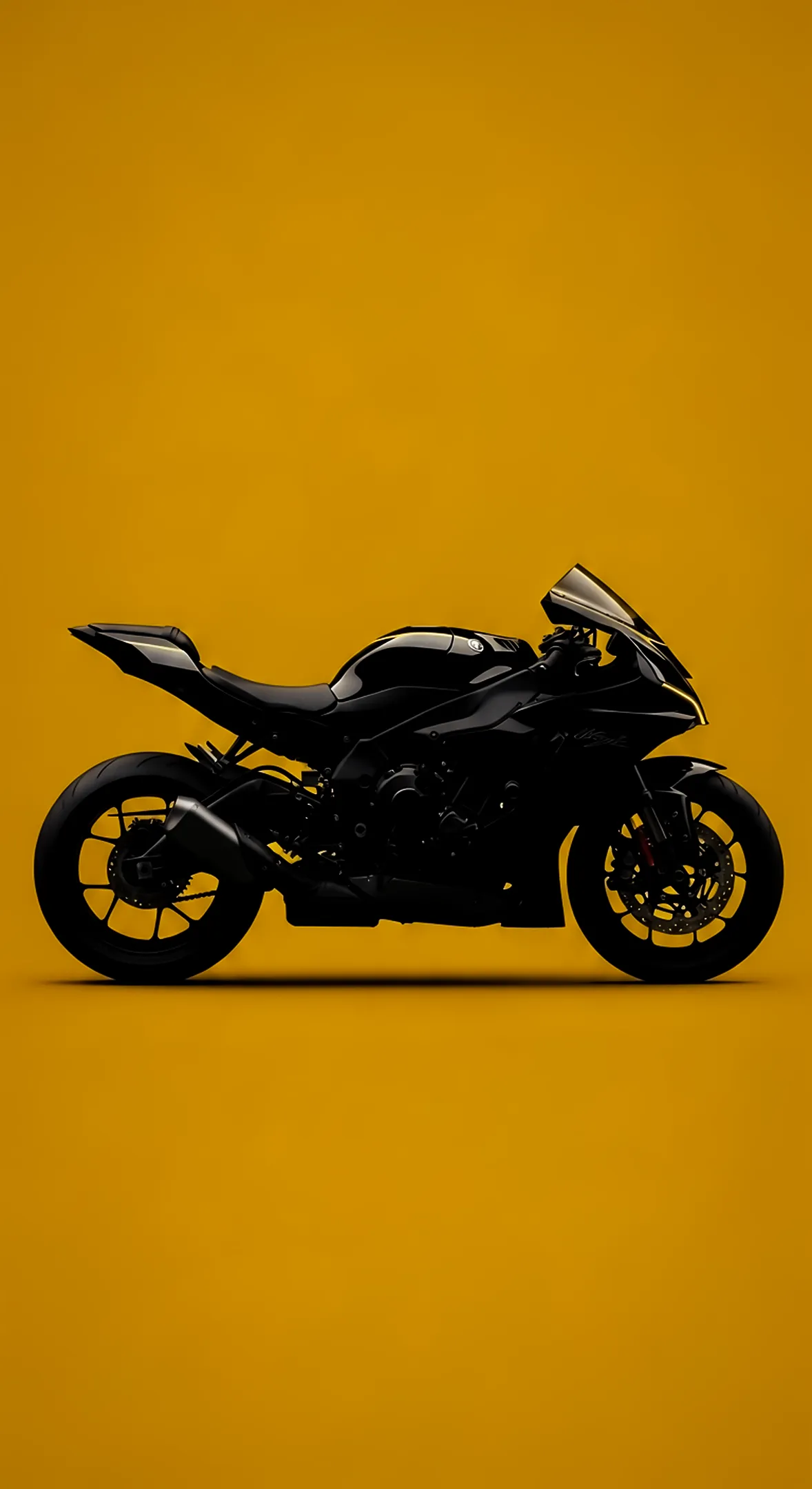 Black sportbike silhouette on yellow background. Stunning 4k phone wallpaper, iphone wallpaper, 4k wallpaper for mobile