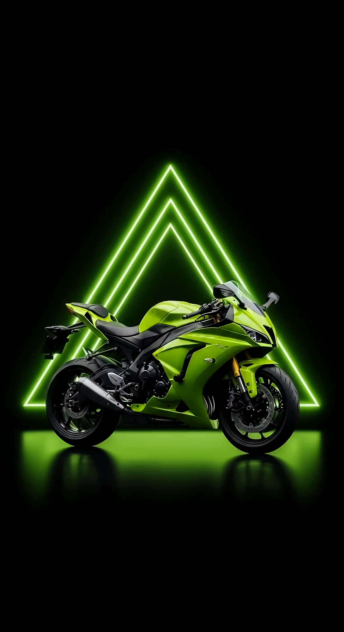 Neon Green Superbike Phone Wallpaper - 4k Wallpaper for Mobile and iPhone Wallpaper 4k. High-resolution 4k Wallpaper for iPhone and 4k Backgrounds iPhone for bike lovers. Stunning wallpaper for phone cute and stylish.