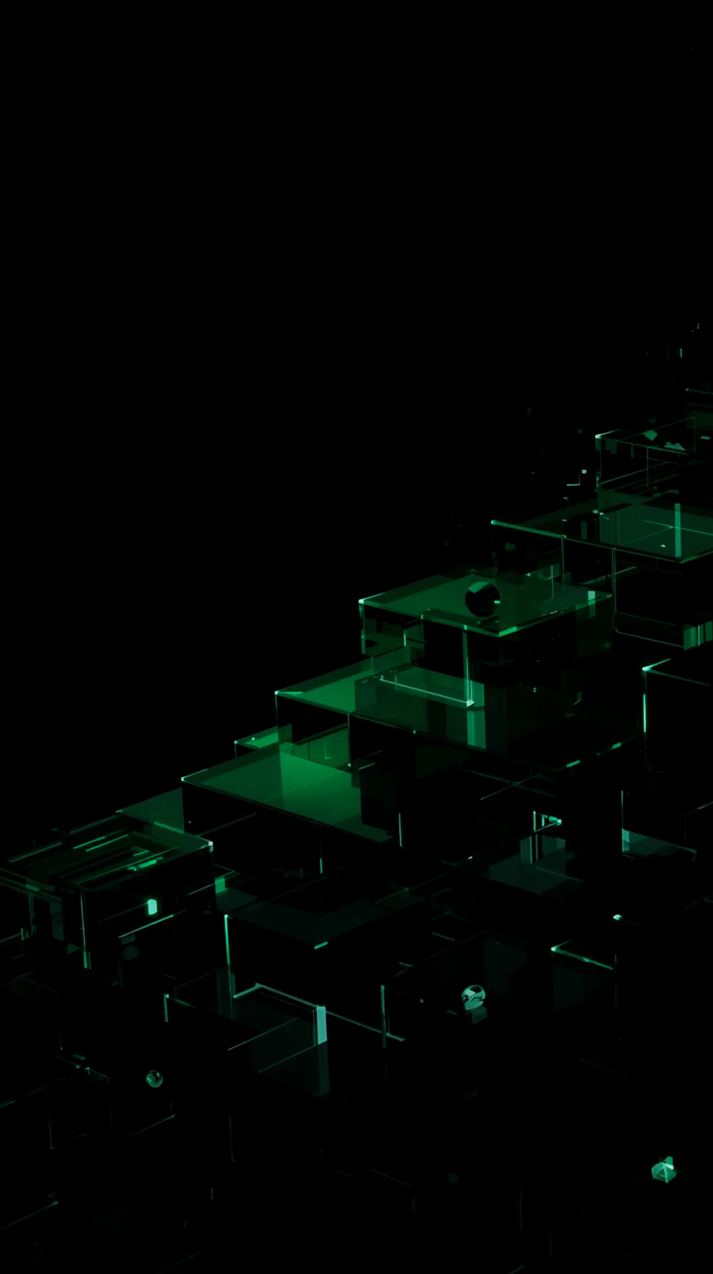 Emerald geometric cubes AMOLED wallpaper 4K for mobile, iPhone wallpaper 4K, 4K wallpaper for mobile, wallpaper for