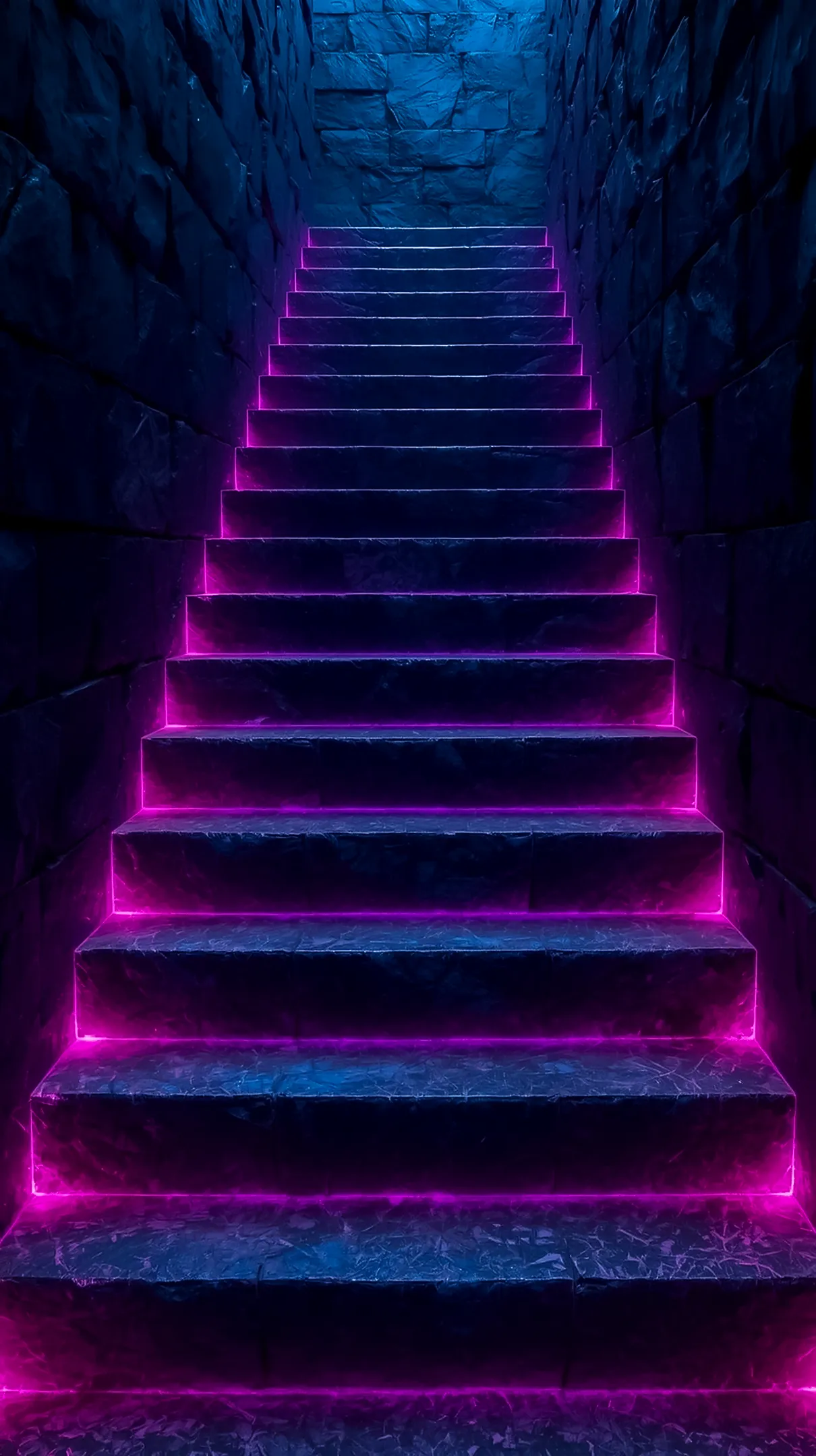 Neon staircase amoled wallpaper 4k for mobile, iphone wallpaper 4k, 4k wallpaper for phone, cute iphone background.