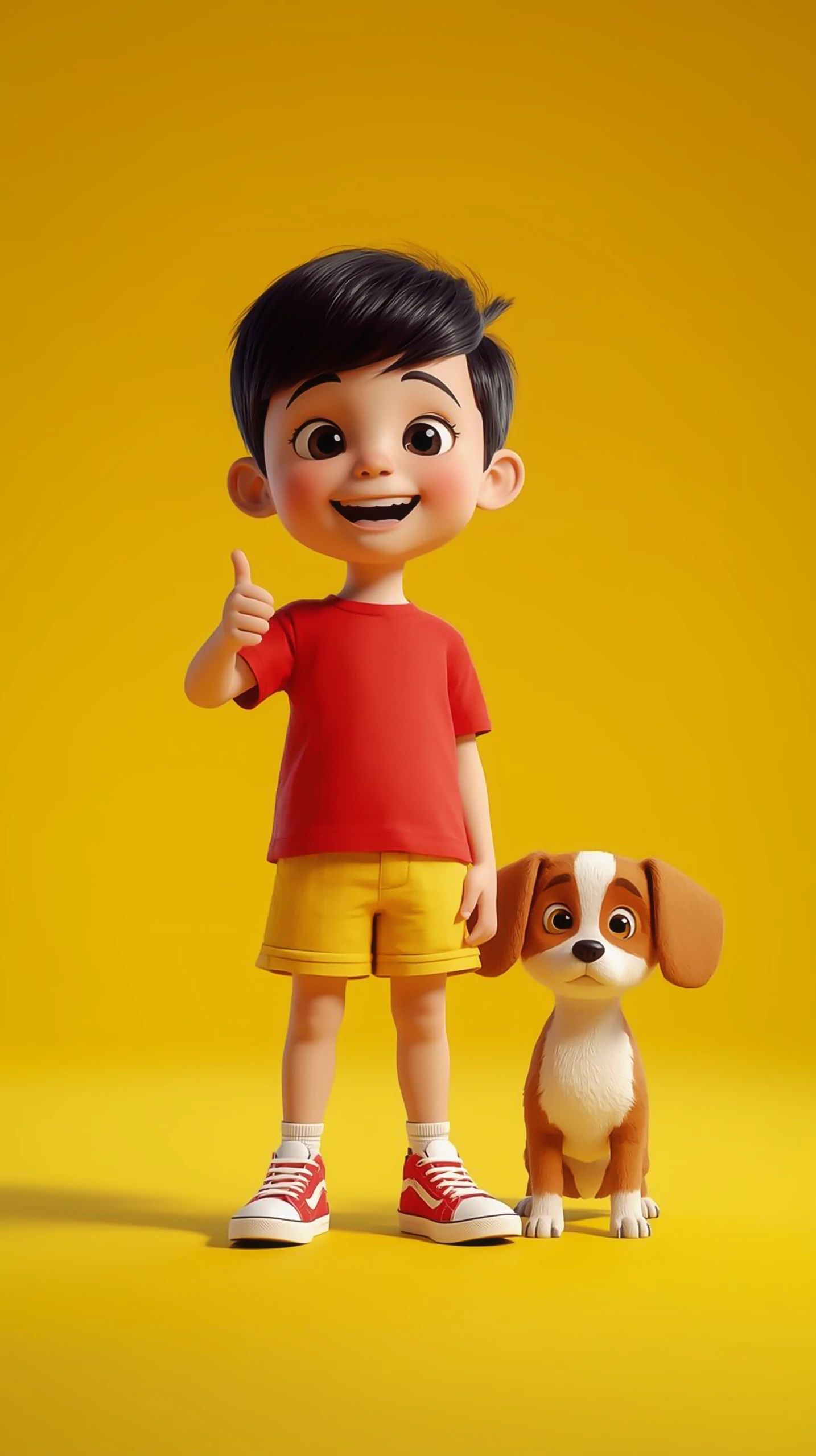 Cute wallpaper — 3D Boy and Dog Thumbs Up