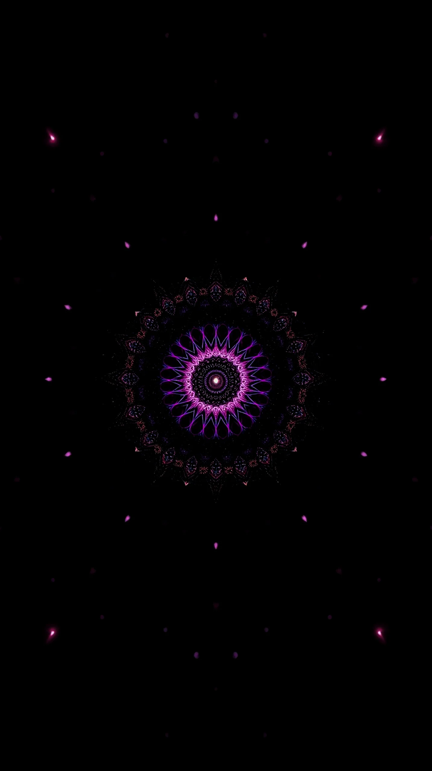Purple fractal mandala amoled wallpaper 4k for mobile, iphone wallpaper 4k, 4k wallpaper for phone, cute 4k background.