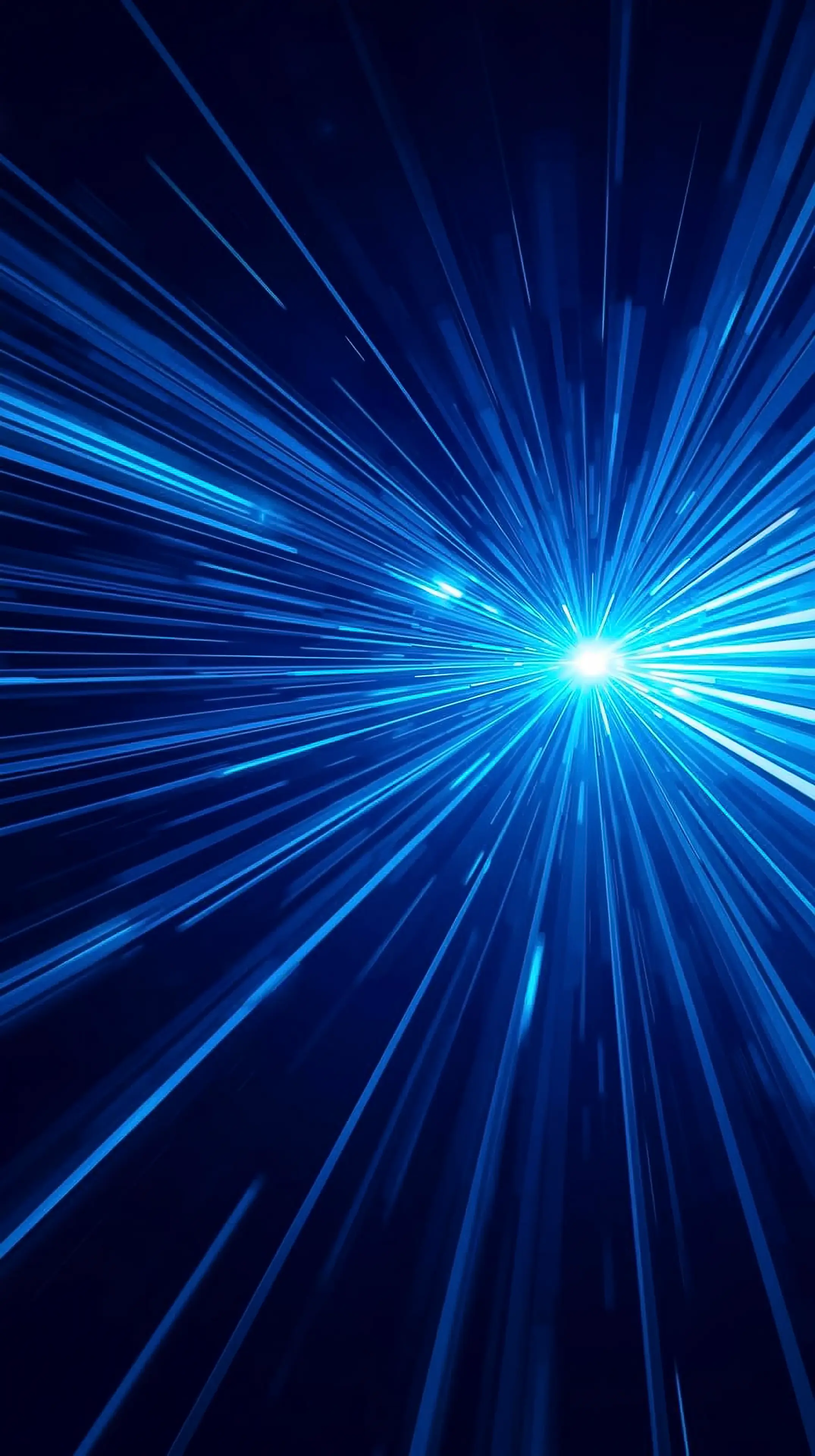4k wallpaper for mobile Intense Blue Hyperspace Tunnel with Glowing Light Streaks and Bright Core Burst, Futuristic Sci-Fi Speed of Light Aesthetic