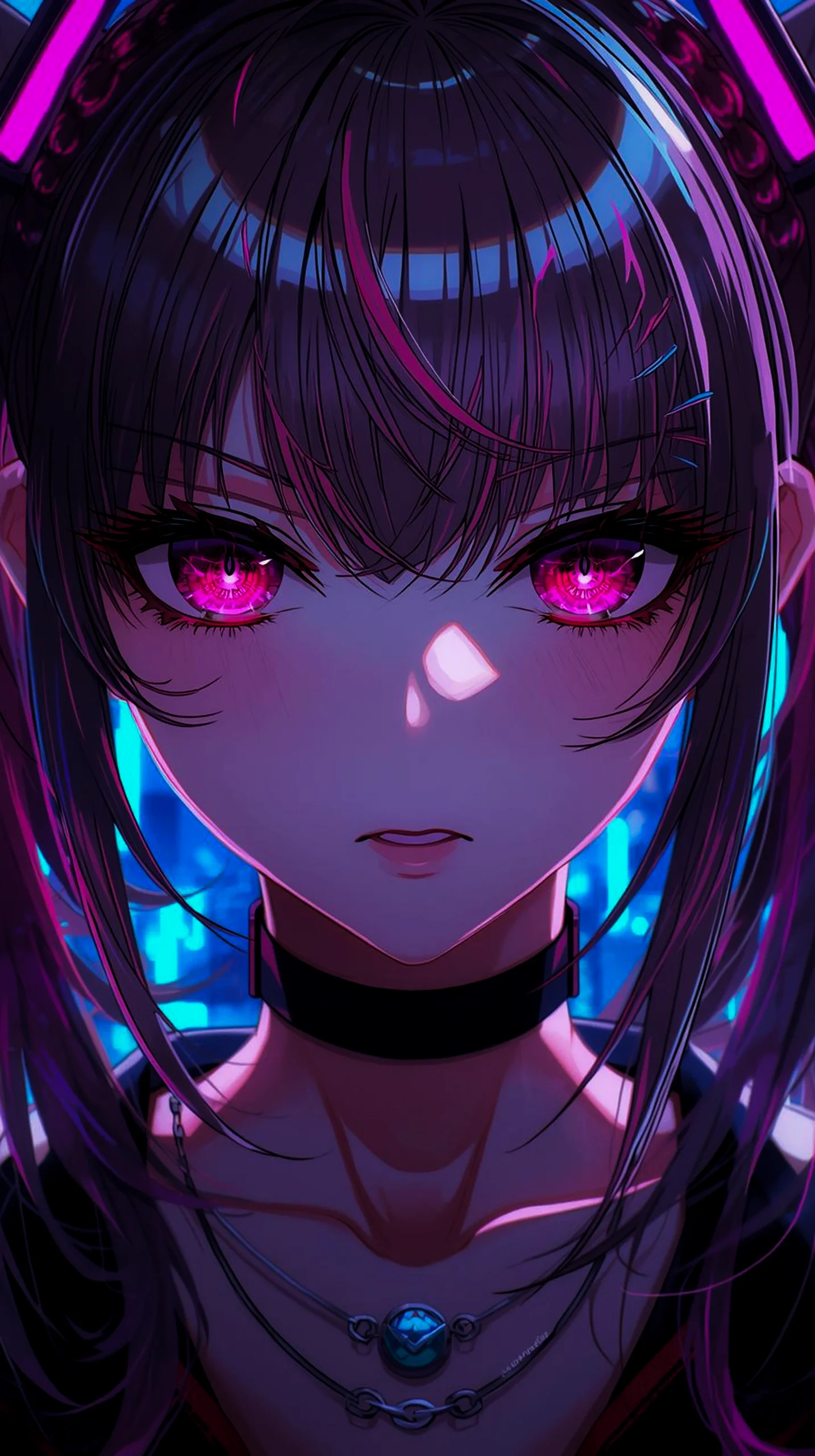 cyberpunk anime girl wallpaper for iPhone and Android 4K