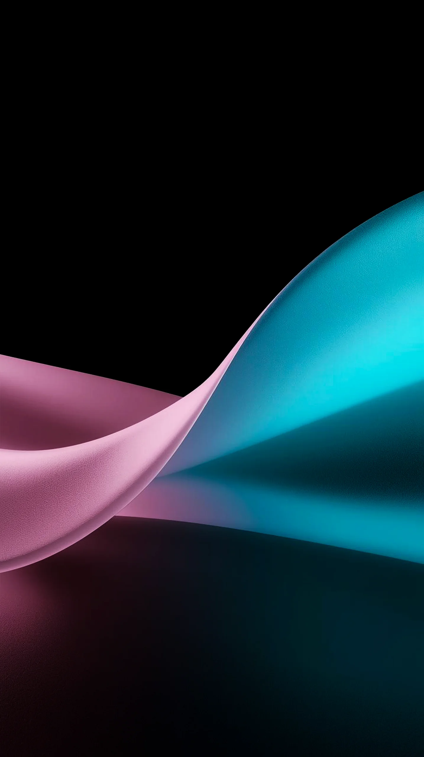 Dark AMOLED Mobile Wallpaper: Flowing Pink & Teal Waves 4K