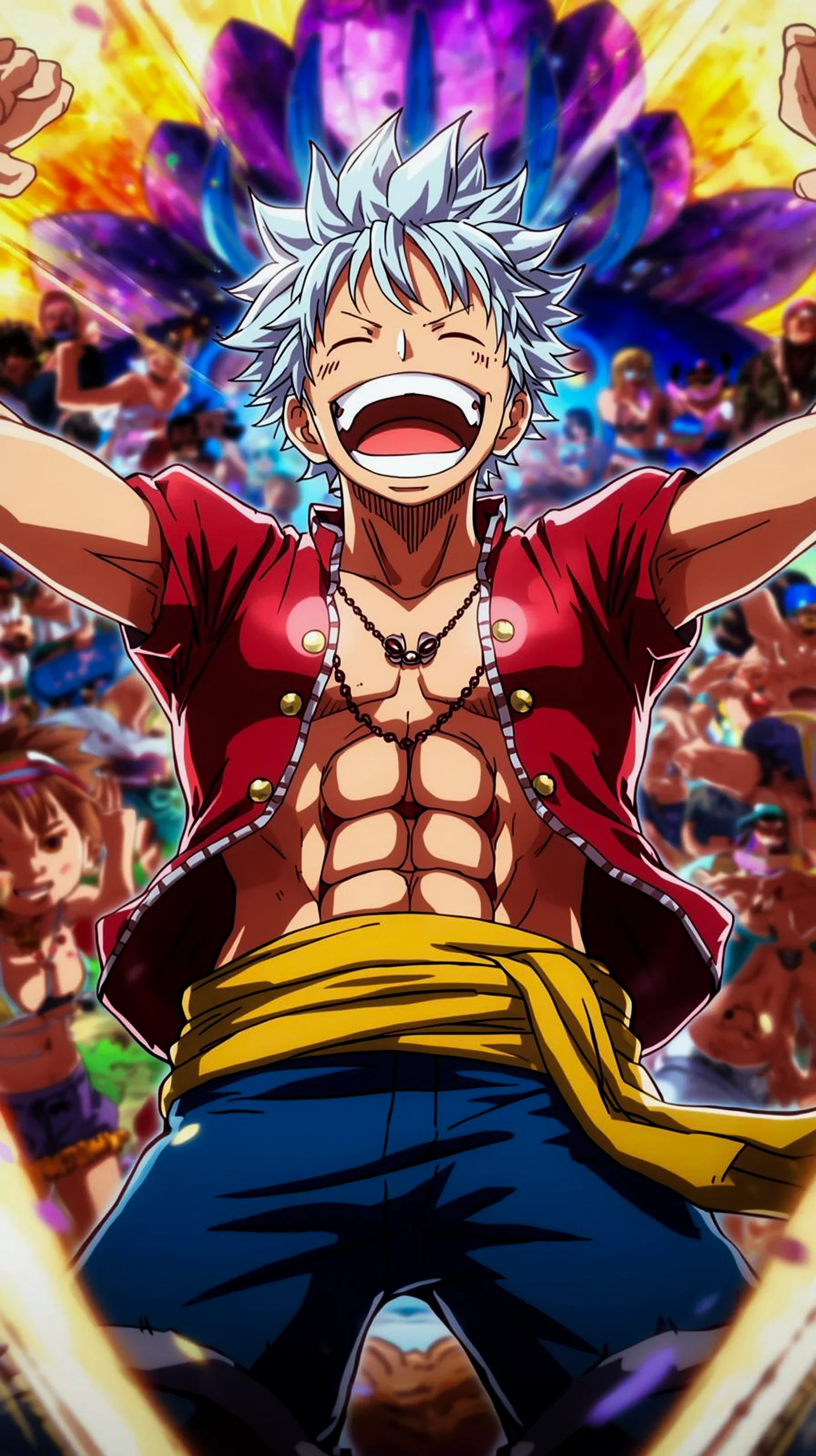 vibrant joyful luffy anime wallpaper for phone in 4K resolution