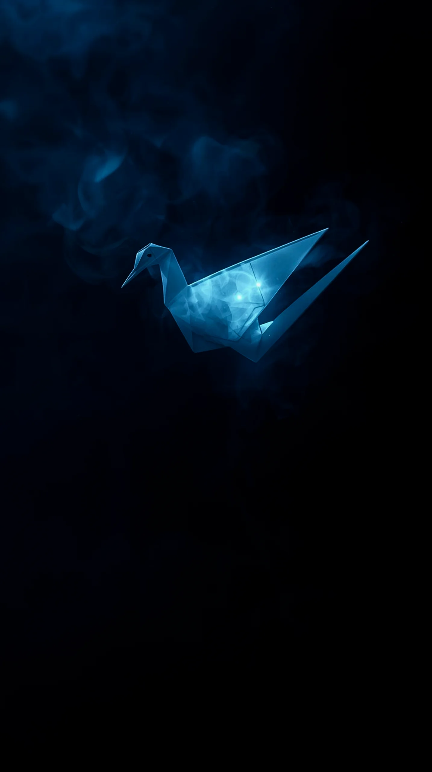 Blue origami bird amoled wallpaper 4k for mobile, iphone wallpaper 4k, 4k wallpaper for phone, cute 4k backgrounds.