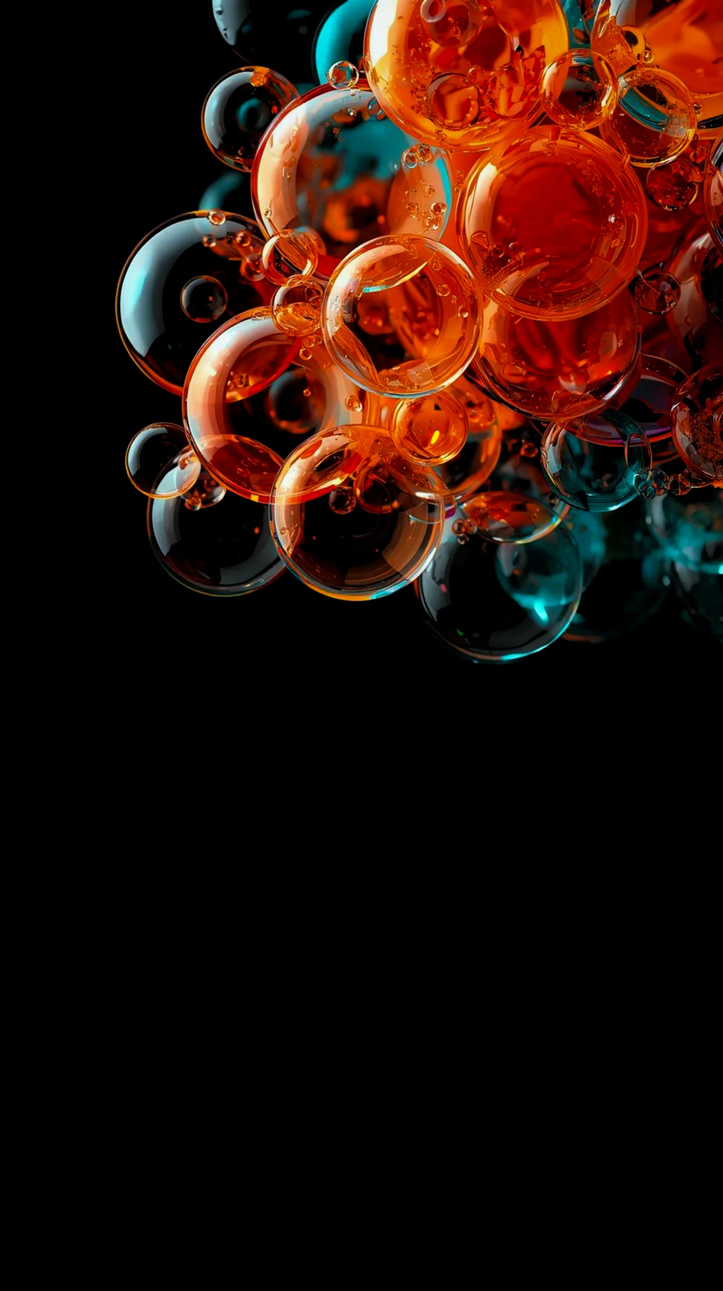 AMOLED wallpaper 4K for mobile with orange and teal bubbles, perfect for iPhone wallpaper 4K and 4K wallpaper for