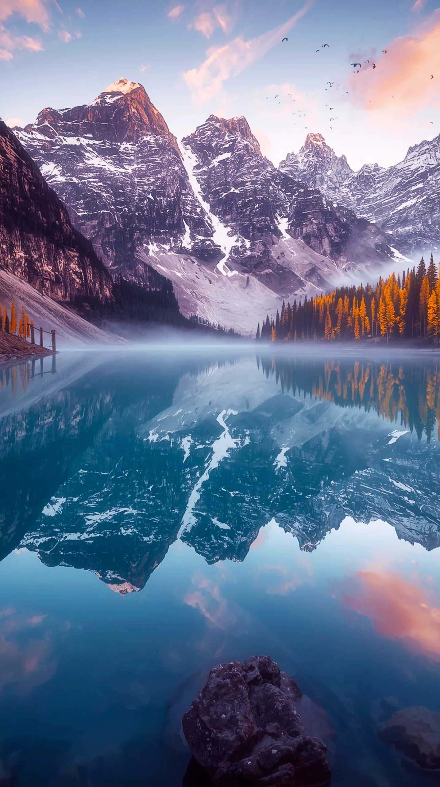iPhone wallpaper 4k showing a mountain lake, perfect as a cute 4k wallpaper for iphone and 4k background for mobile.