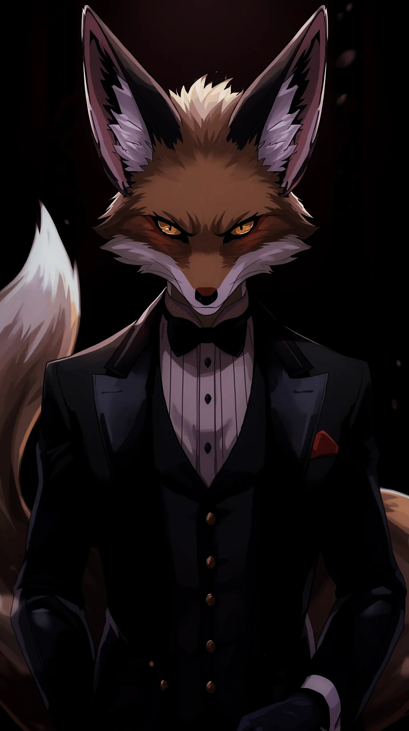 dapper fox in tuxedo anime wallpaper for iPhone 4K