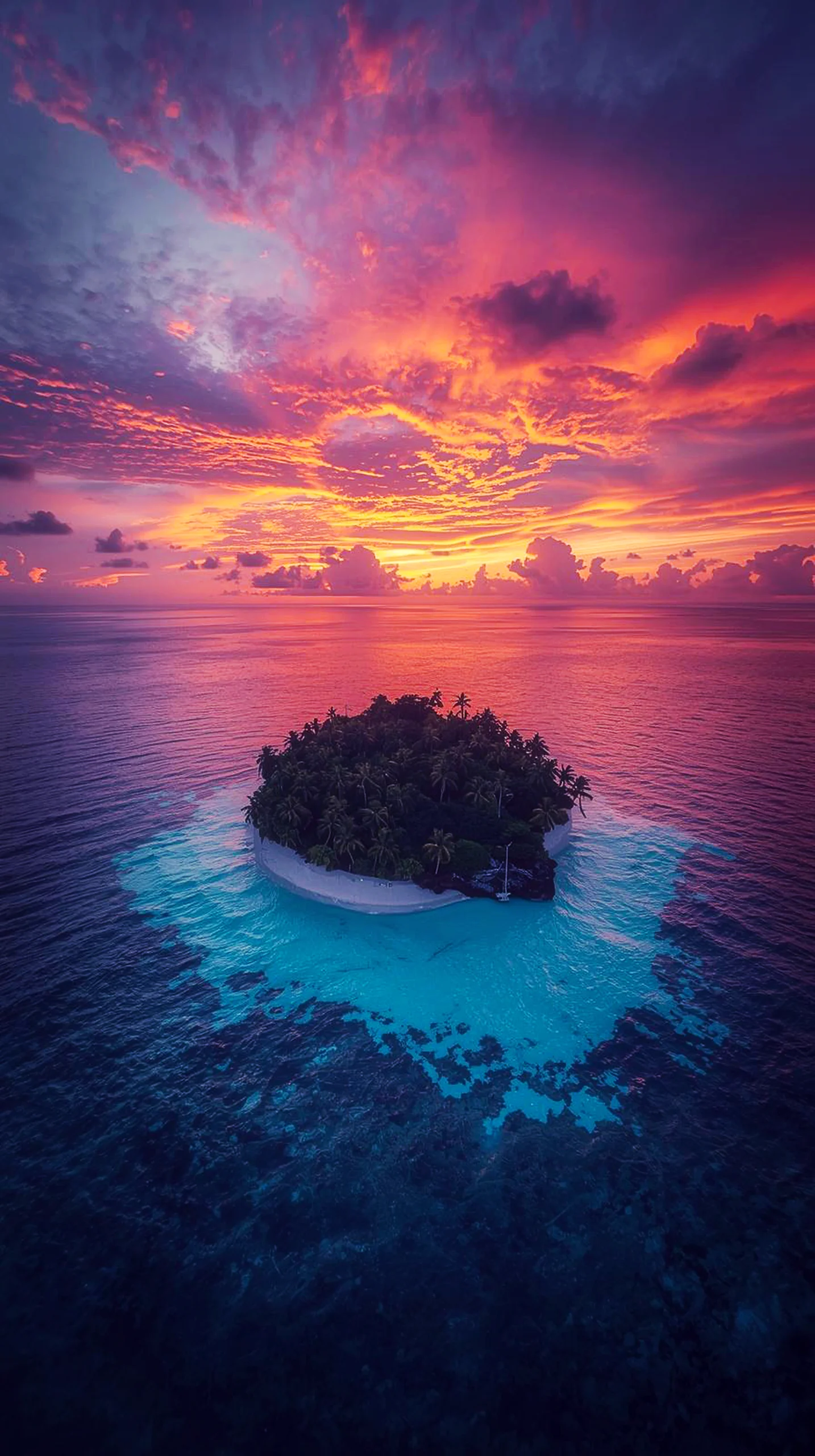Tropical island sunset iphone wallpaper 4k, 4k wallpaper for mobile, wallpaper for phone, cute 4k wallpaper for iphone