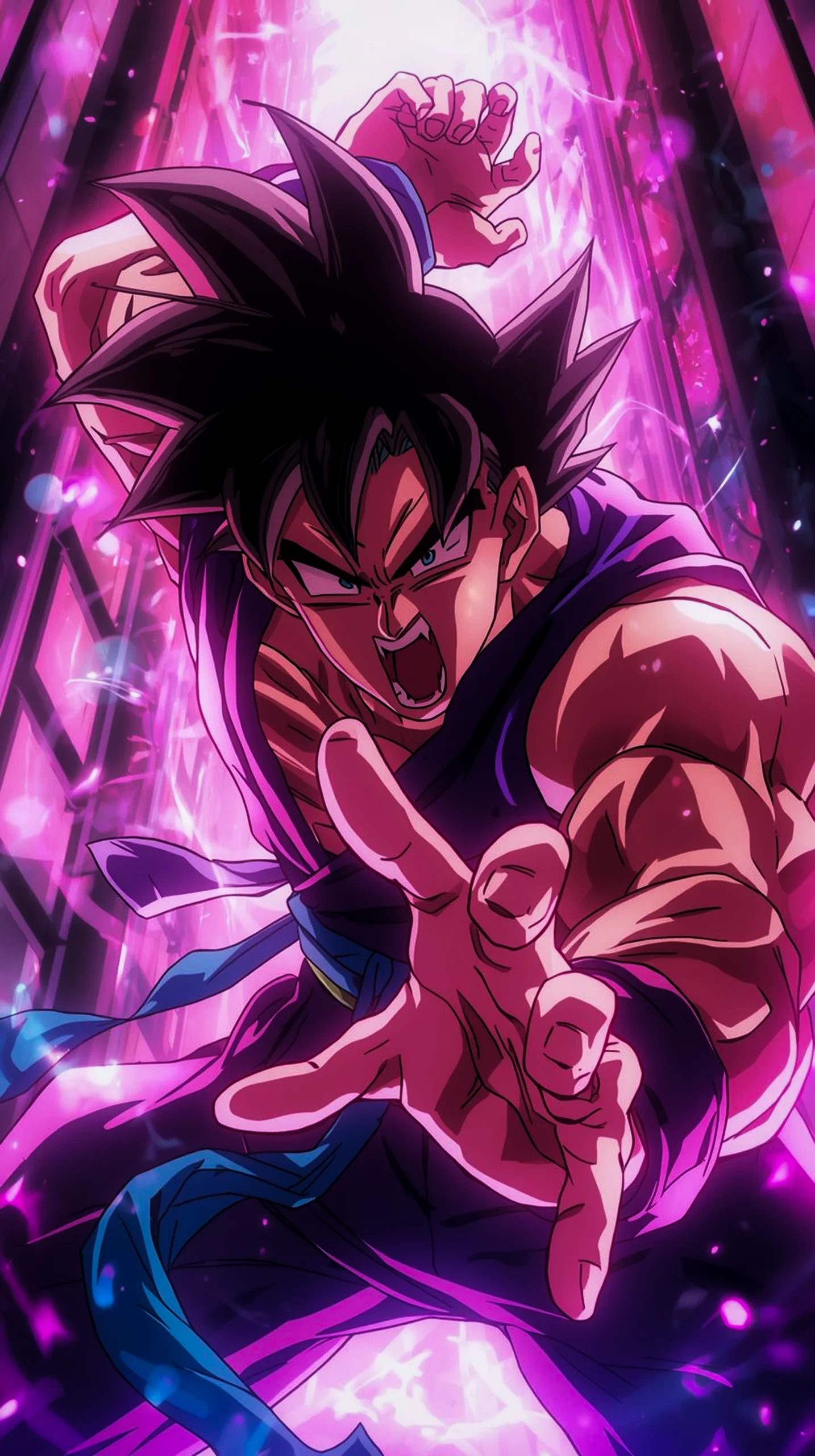 dynamic goku purple aura anime wallpaper for phone 4k