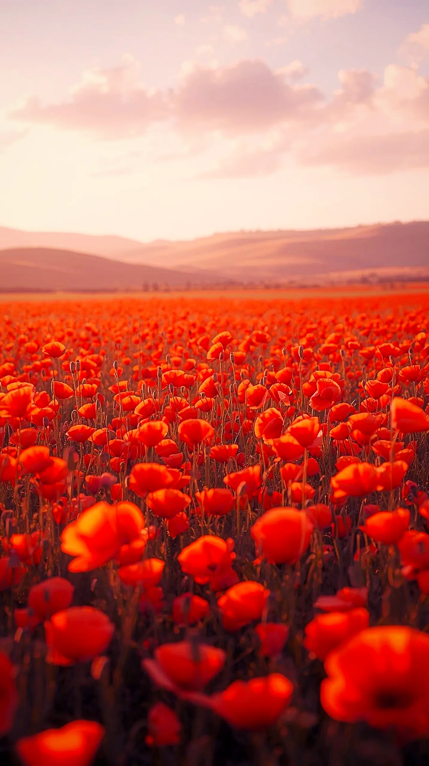 Vibrant poppy field iphone wallpaper 4k, cute 4k wallpaper for iphone, ideal as 4k background for mobile or phone.