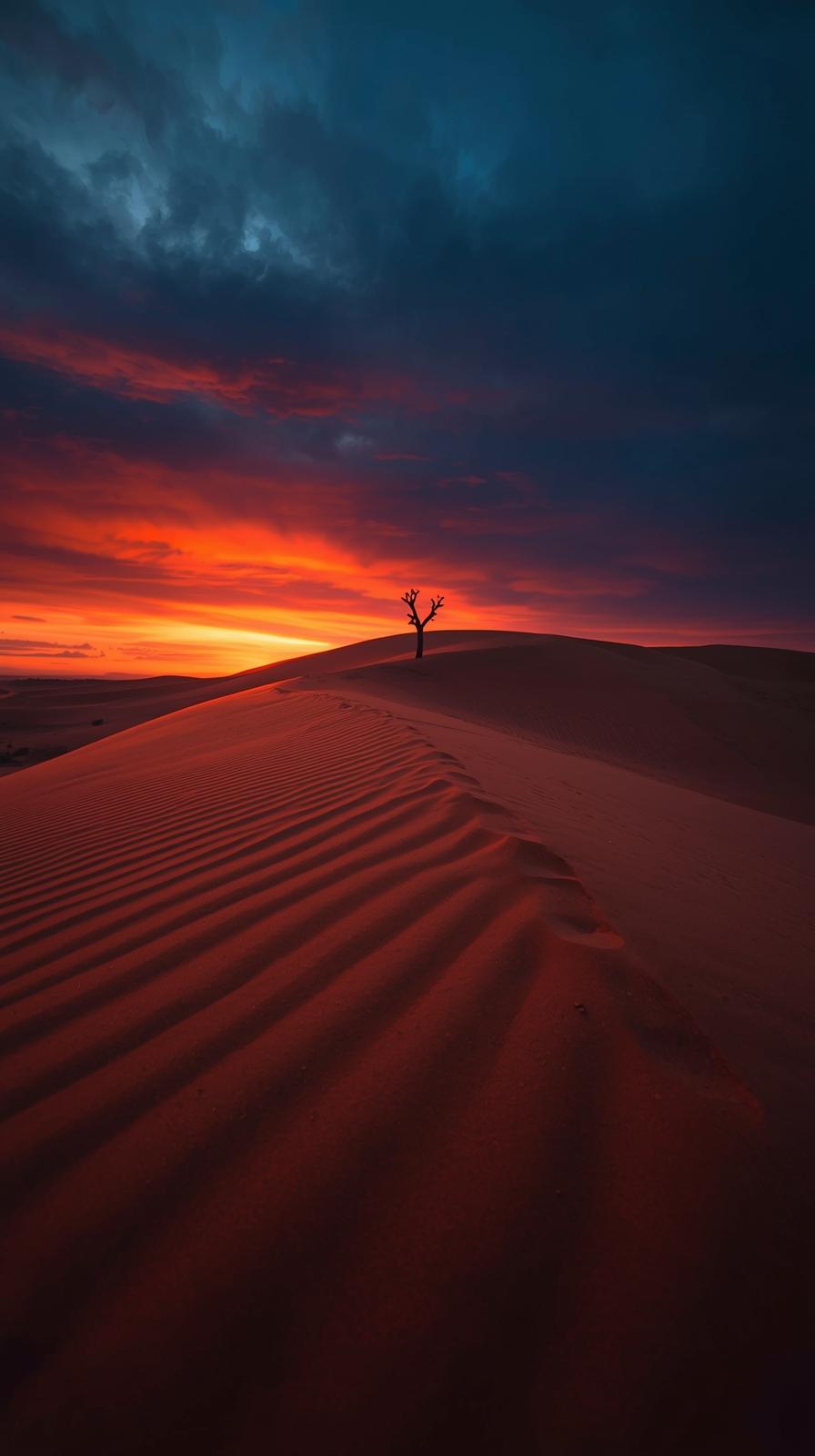 4k mobile wallpaper Dramatic sunset over Namib desert dunes