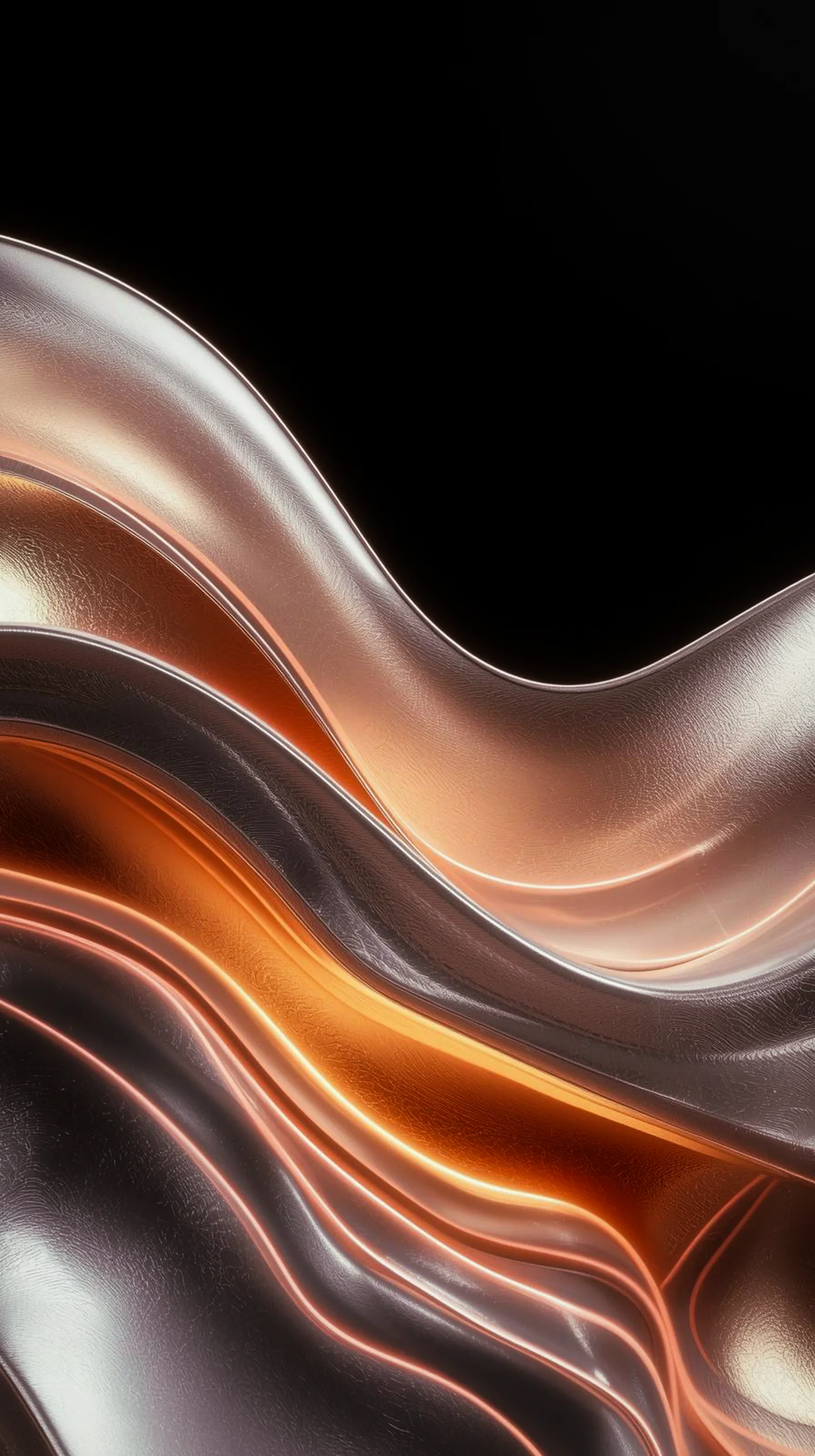 Dark AMOLED Mobile Wallpaper: Elegant 4K Liquid Gold Waves