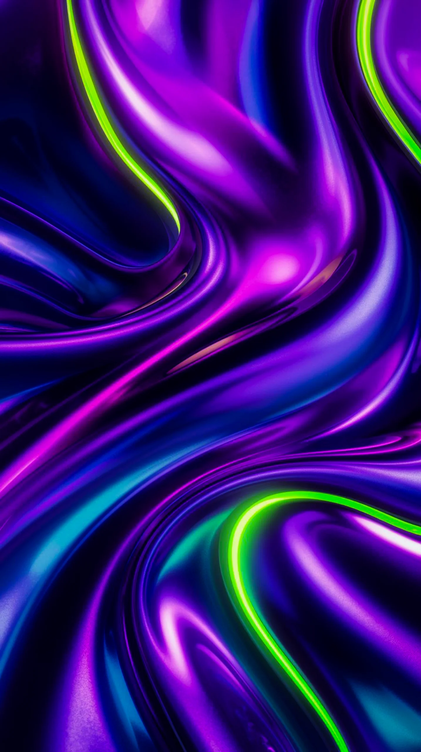 Dark AMOLED Mobile Wallpaper 4K: Vibrant Neon Liquid Flow for Phones