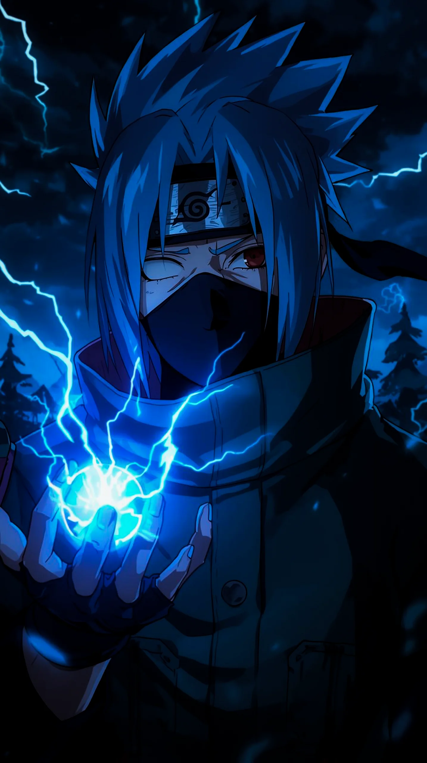 Kakashi Lightning Chidori anime phone wallpaper 4k for iPhone and Android backgrounds.
