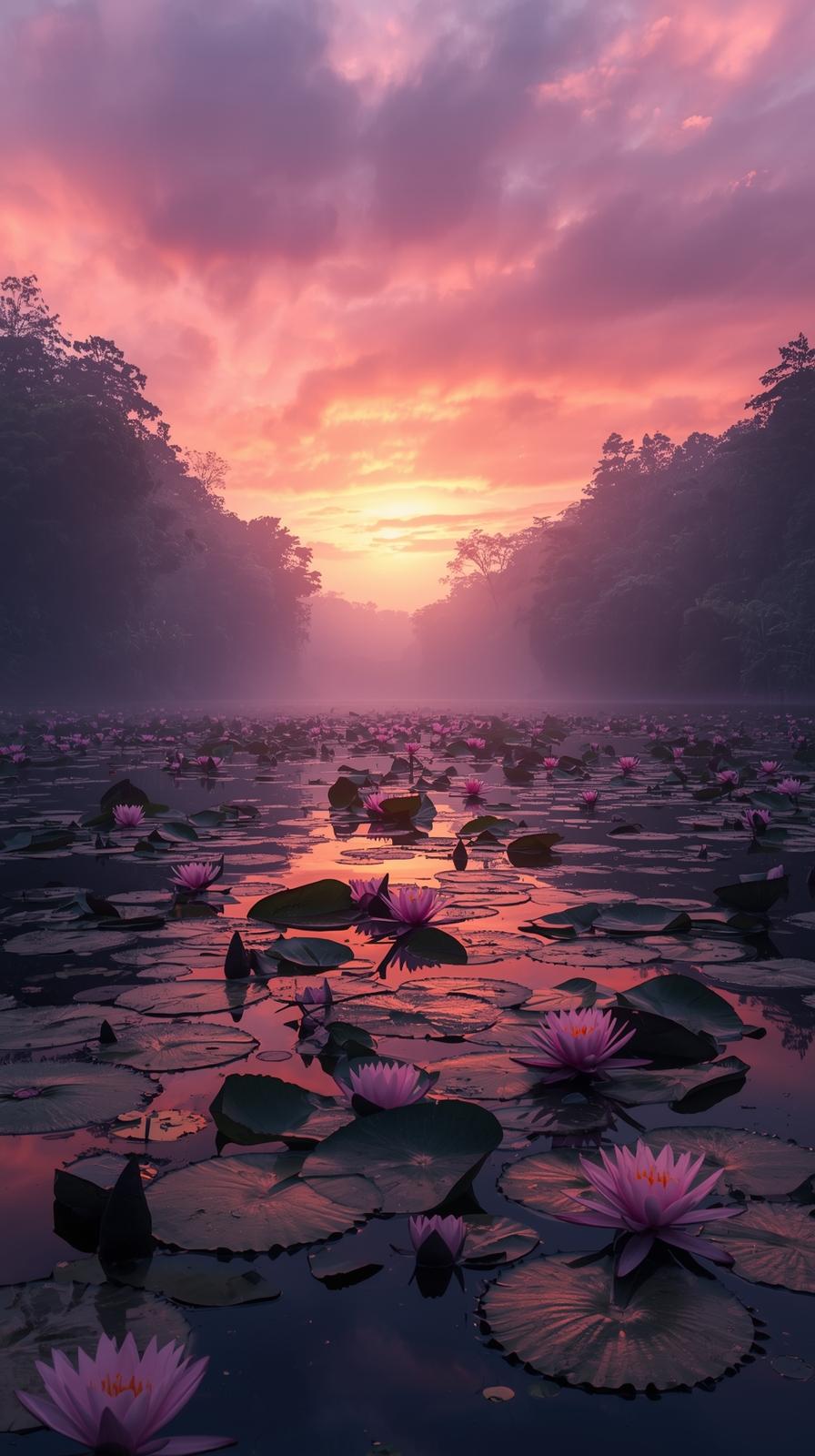 4k wallpaper for mobile of Amazon river sunrise with giant water lilies amazon river sunrise iPhone wallpaper 4k resolut