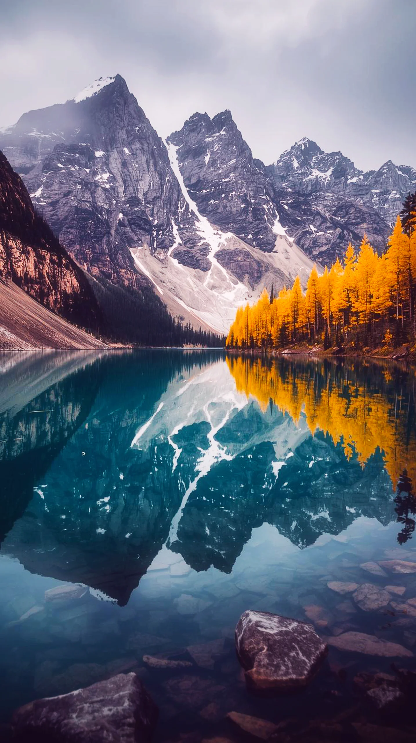 4K iPhone wallpaper of mountains reflected in a lake, 4K wallpaper for mobile, wallpaper for phone, cute 4K wallpaper