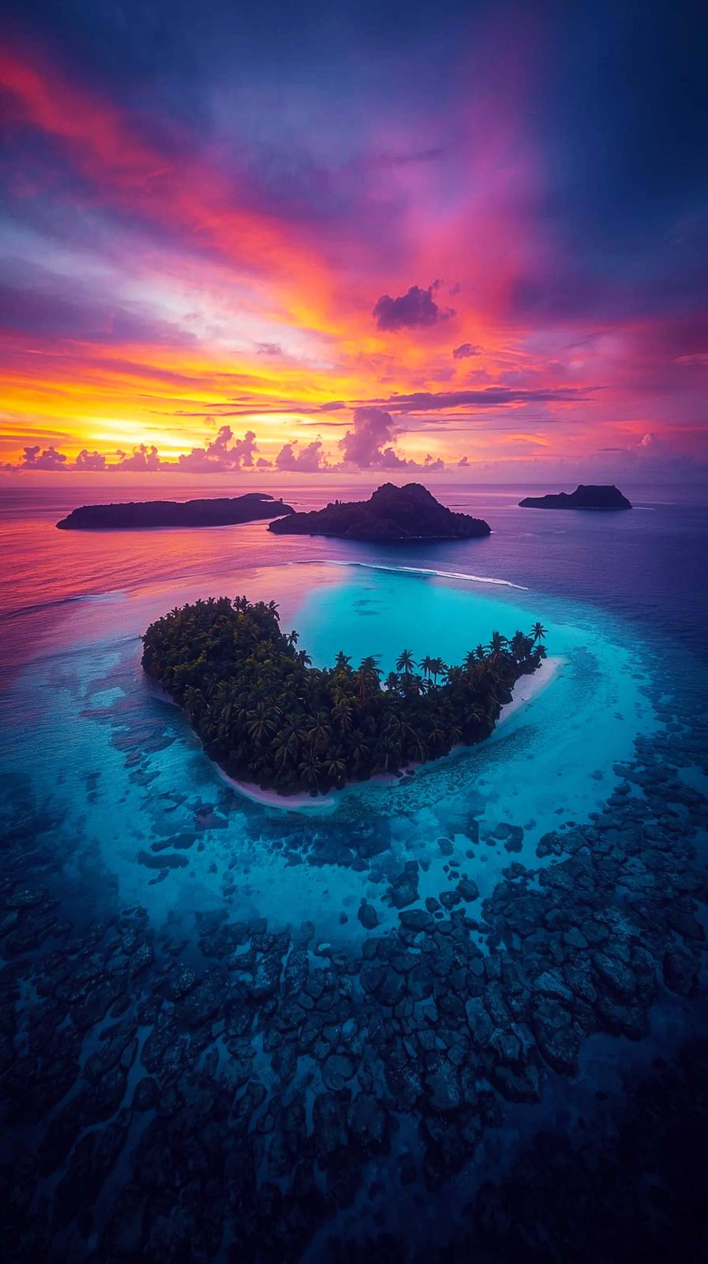 Tropical island sunset iphone wallpaper 4k, 4k wallpaper for mobile, wallpaper for phone, cute 4k backgrounds.