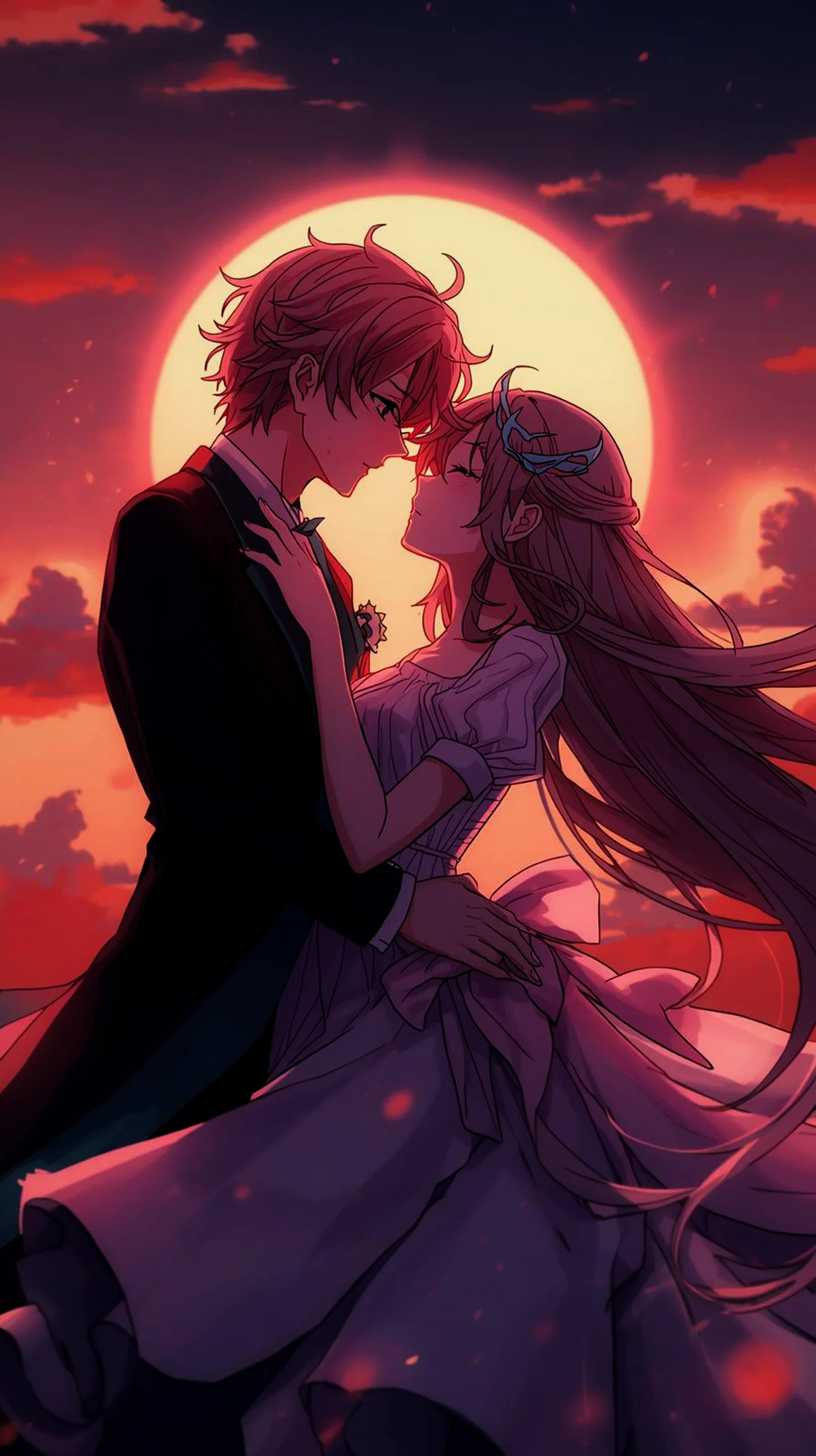 romantic anime couple wedding wallpaper for iPhone 4K mobile