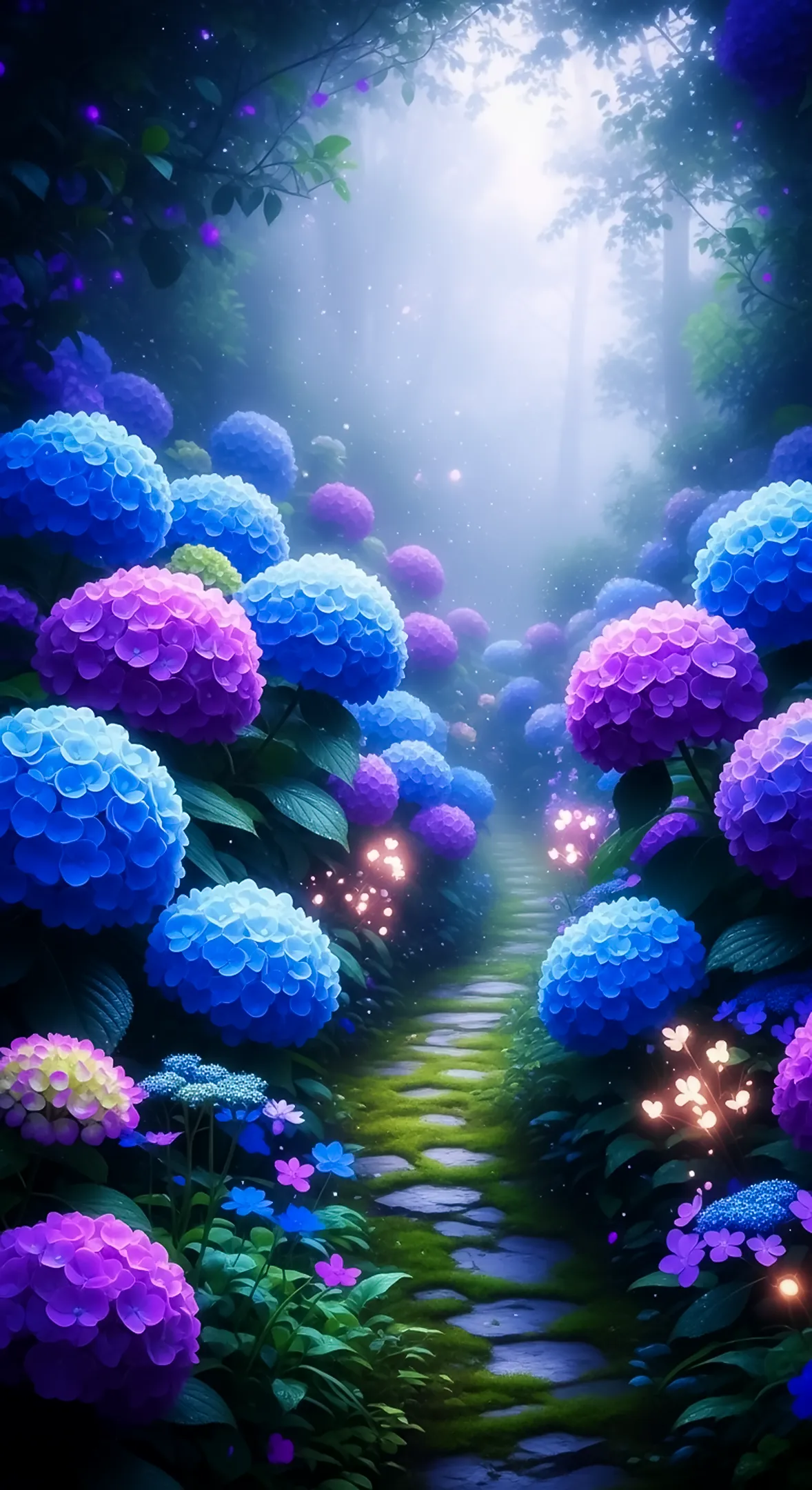 Enchanted hydrangea garden flower background for iphone, flower phone background, and flower phone wallpaper.