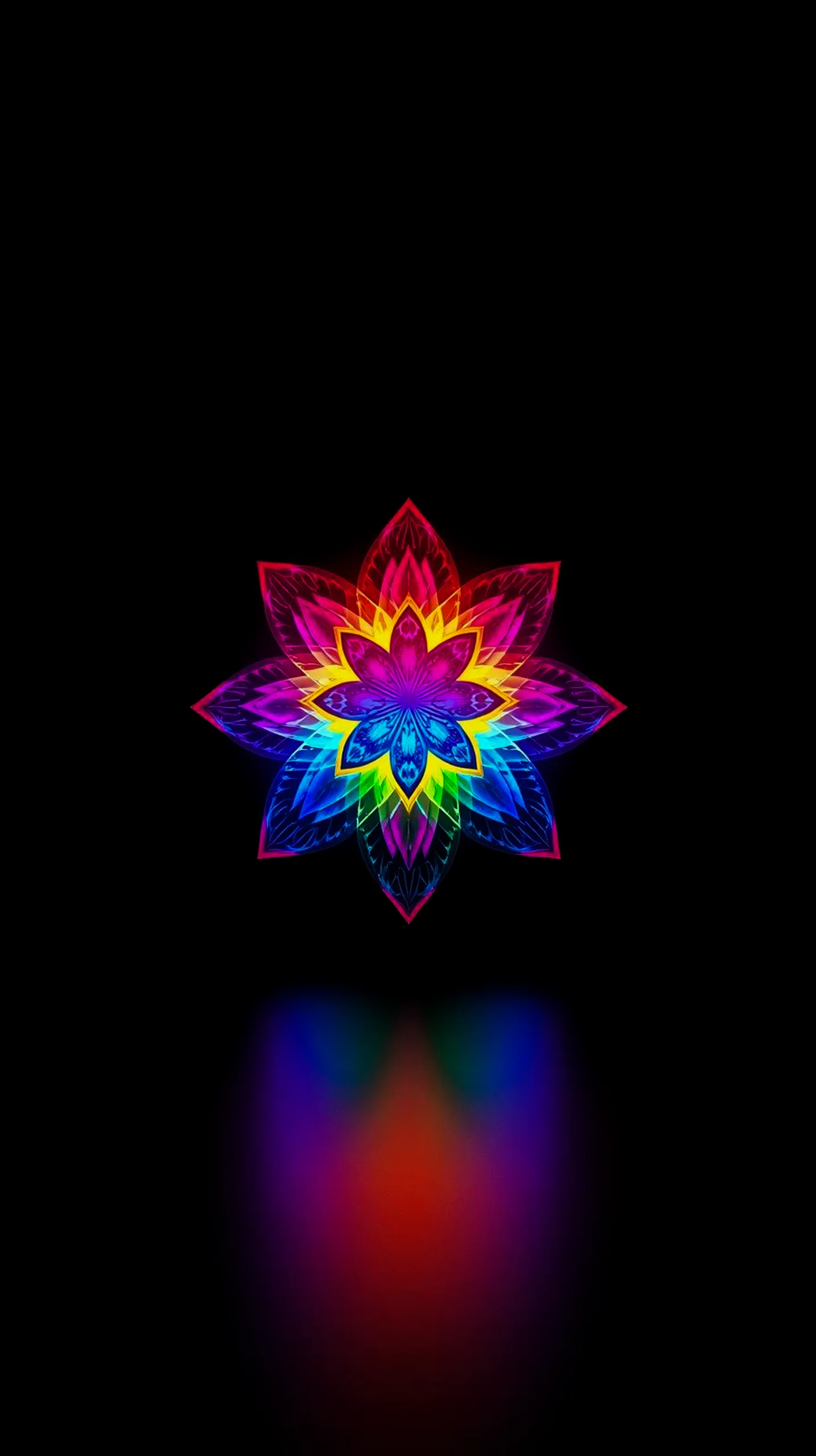 Vibrant rainbow lotus AMOLED wallpaper 4K for mobile, iPhone wallpaper 4K, 4K wallpaper for mobile, wallpaper for