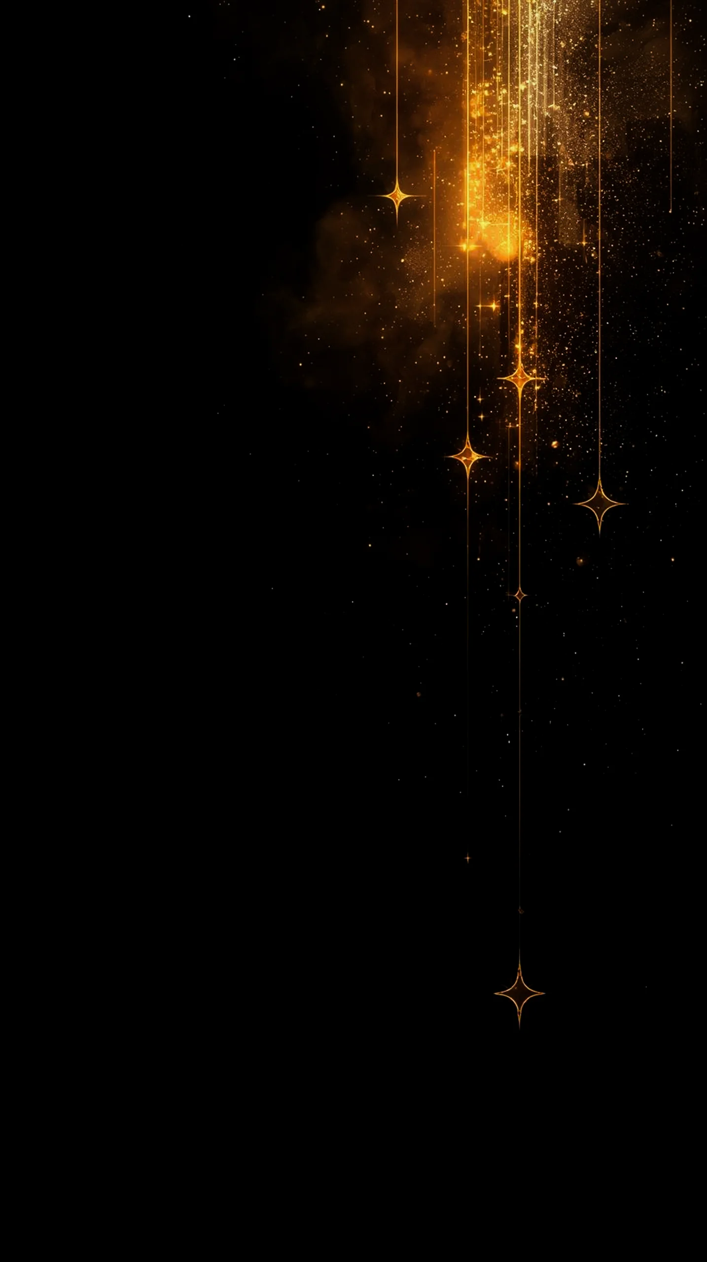 Golden sparkle trails AMOLED wallpaper 4K for mobile, iPhone wallpaper 4K, 4K wallpaper for mobile, wallpaper for