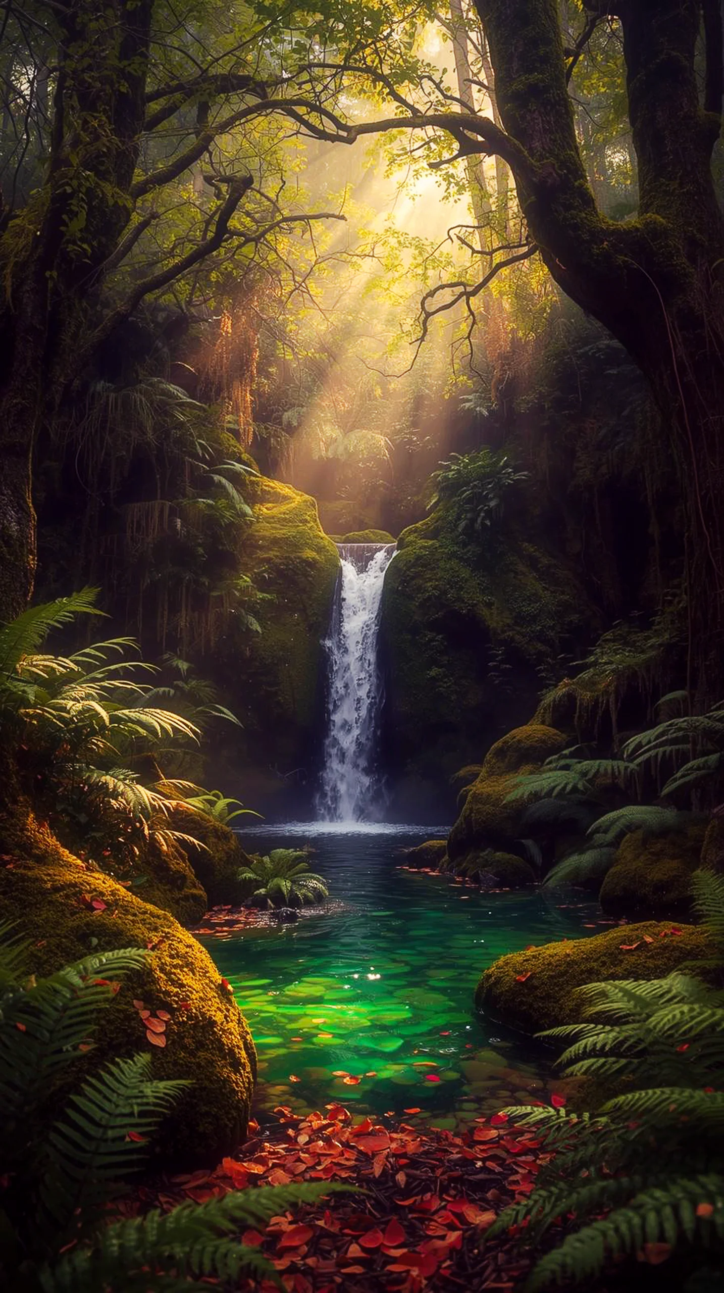 Forest waterfall iphone wallpaper 4k, 4k wallpaper for mobile, wallpaper for phone, cute 4k wallpaper for iphone, 4k