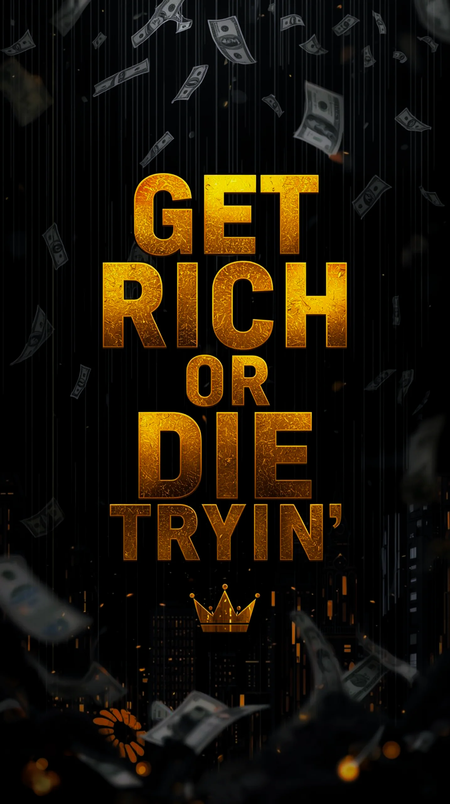 Get Rich Or Die Tryin' wallpaper for iPhone and Android. Cool phone wallpaper with money falling. Free wallpaper for