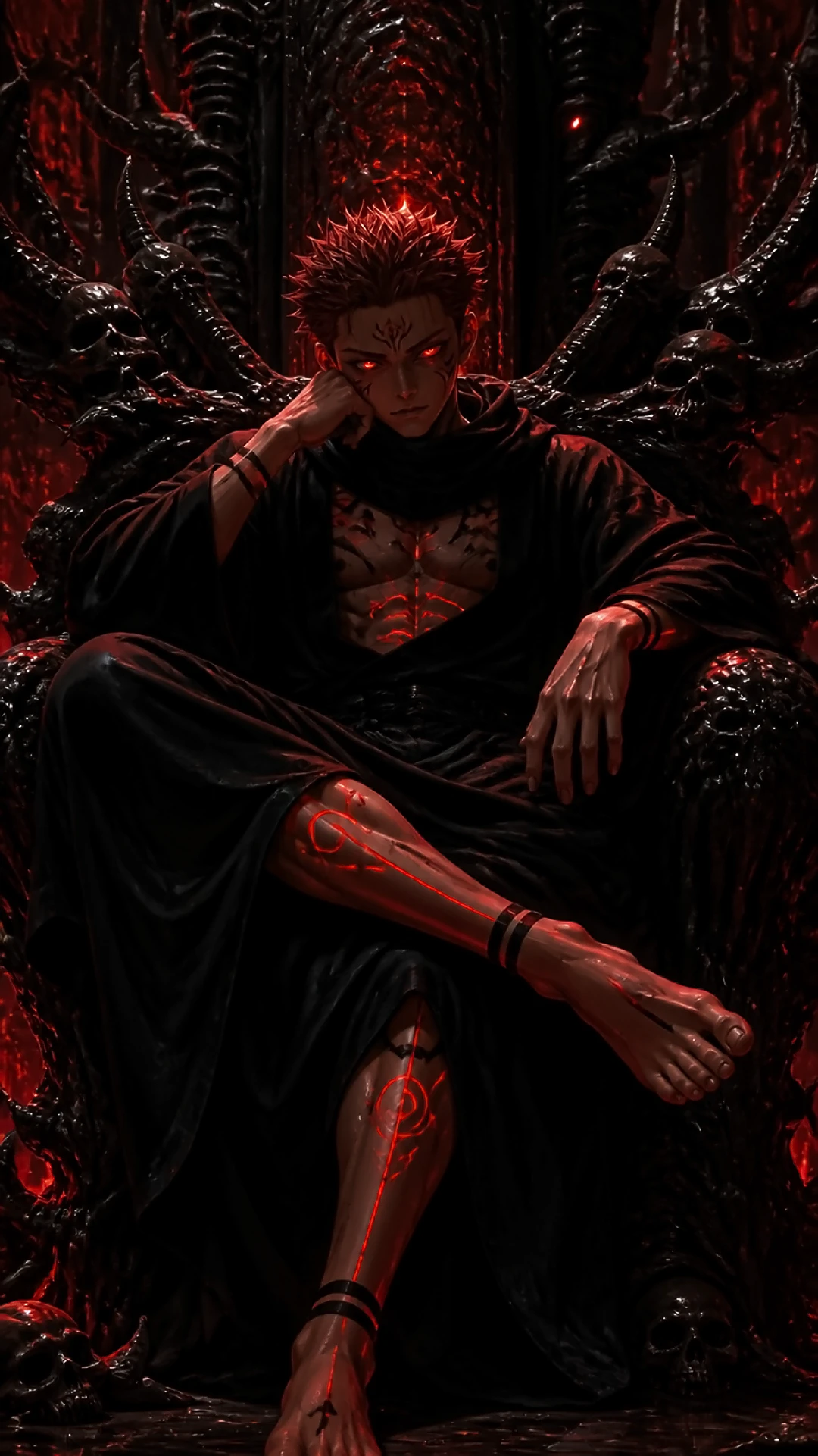 Phone lockscreen — Sukuna crimson bone throne