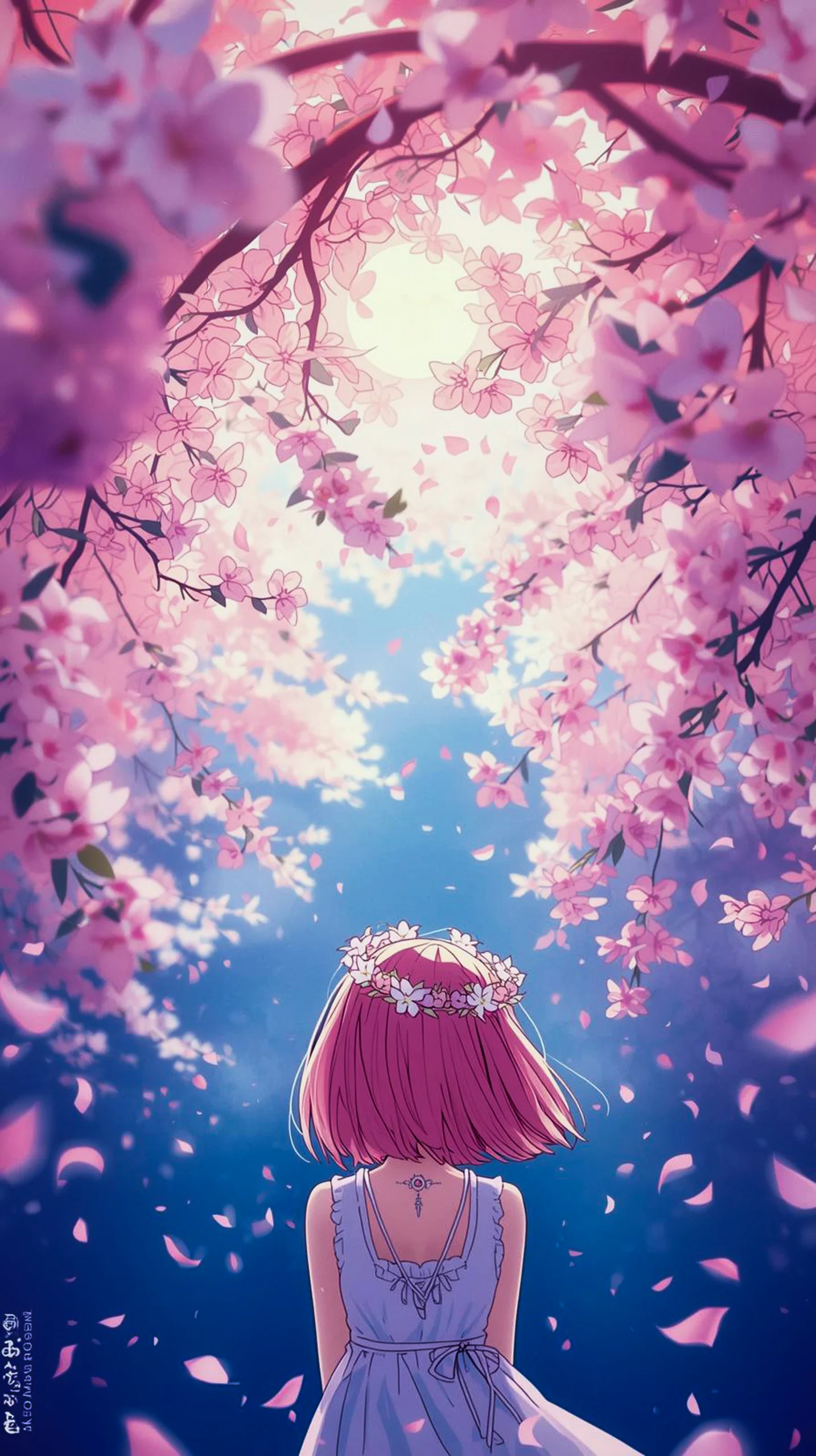 aesthetic anime girl cherry blossom wallpaper for iPhone 4K