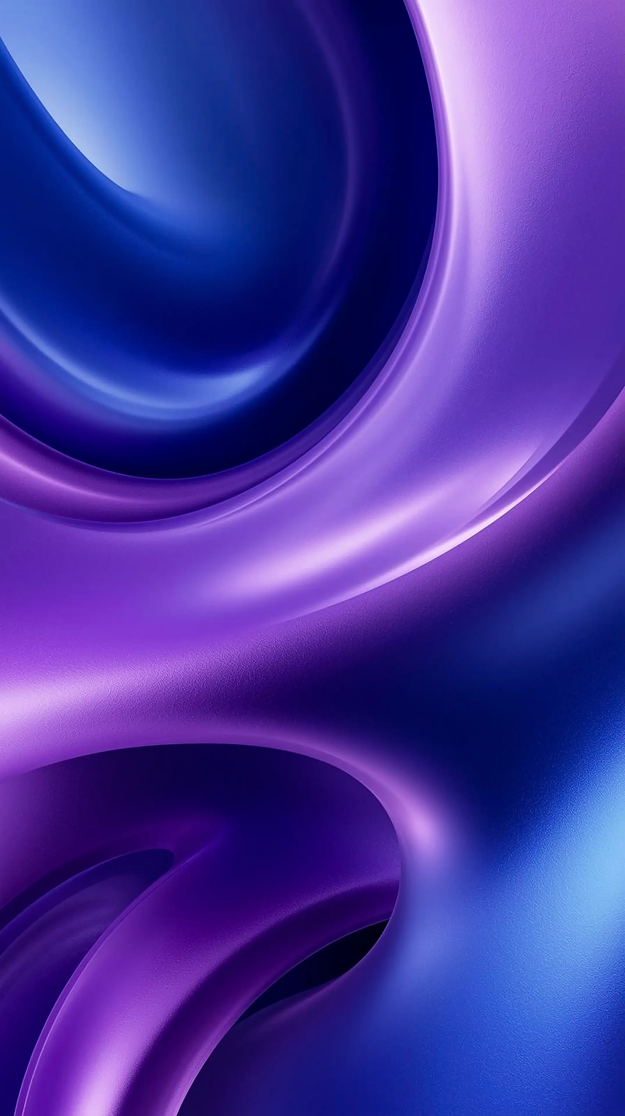 4k wallpaper for mobile Neon Purple Blue Glossy Liquid Flow, Futuristic Iridescent Ribbon Swirls with Luminous Chrome Gl
