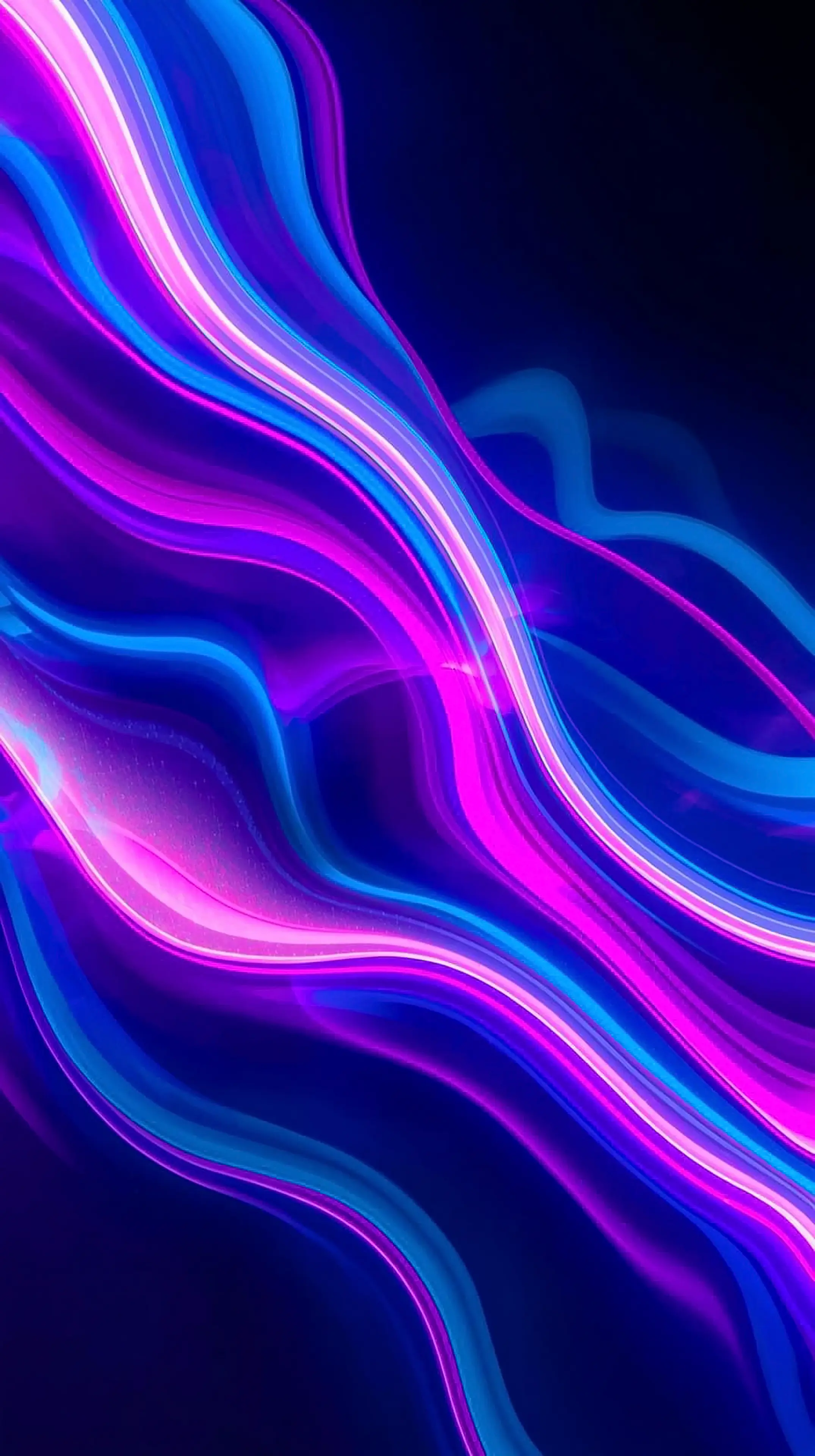 4k wallpaper for mobile Neon Glow Fluid Waves, Vibrant Pink Blue Purple Abstract Swirls on Deep Black Background with Lu