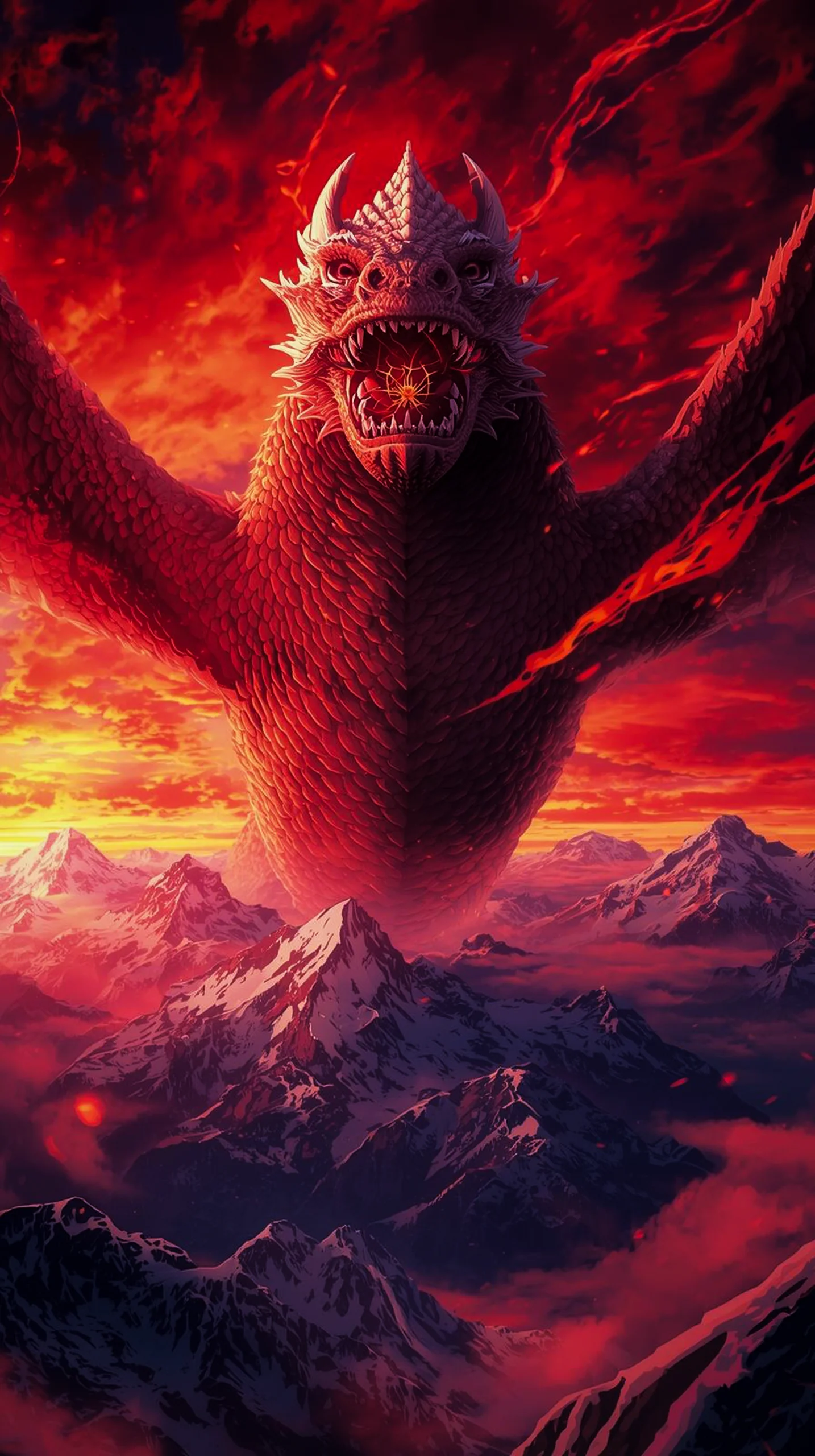 Epic red dragon 4k wallpaper for mobile anime, cool phone wallpaper for android and iphone wallpaper 4k background.