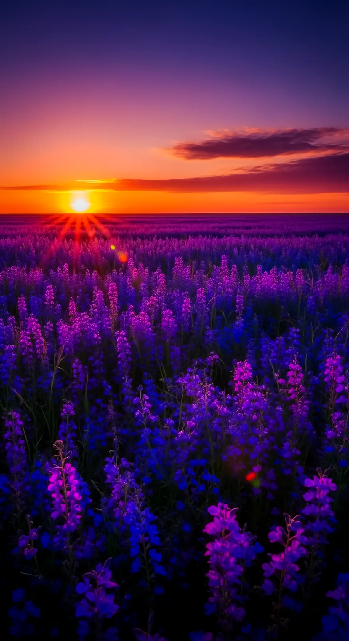 Purple flower background for iphone at sunset. A scenic flower phone background and flower phone wallpaper.